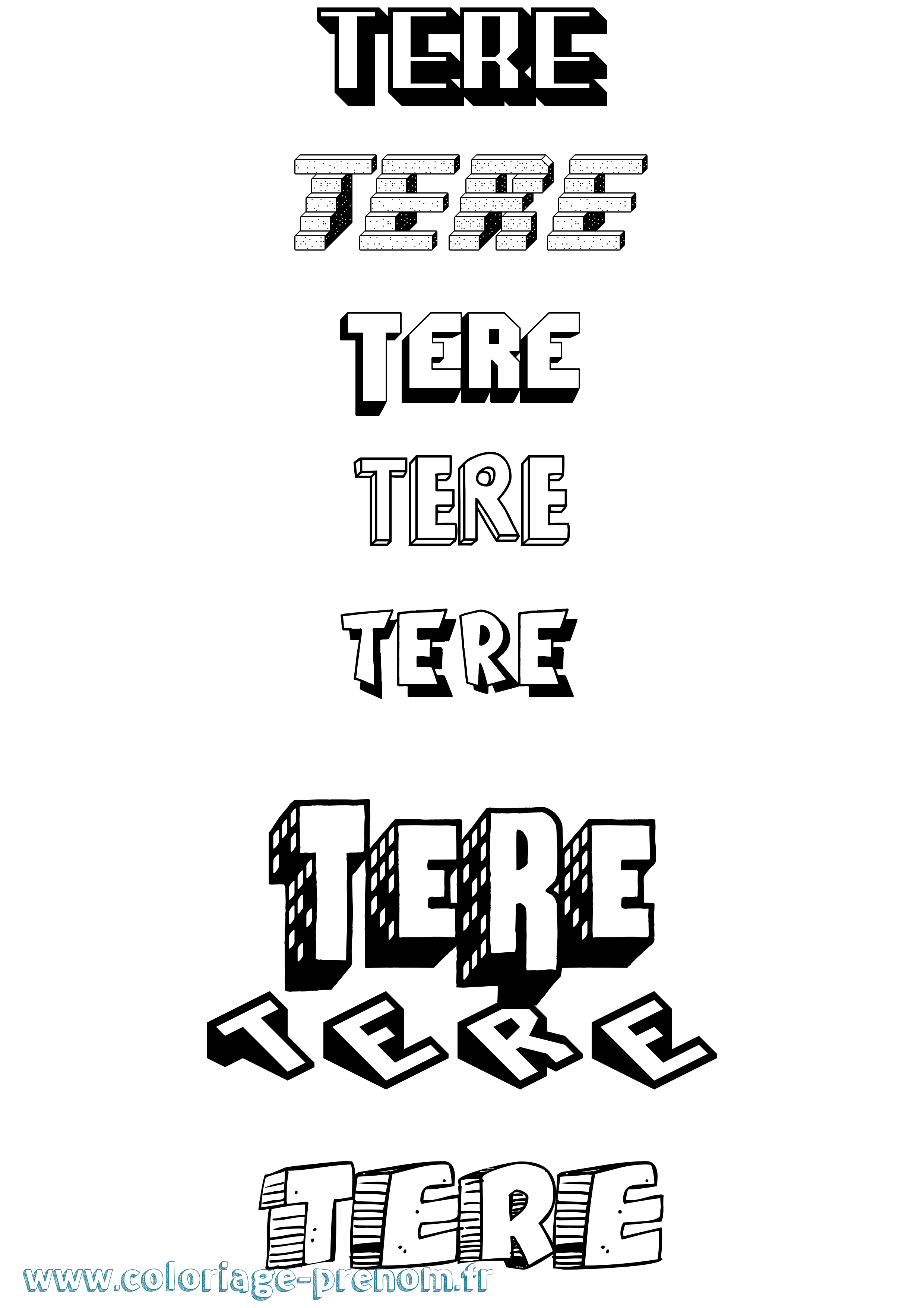 Coloriage Tere Effet 3D Coloriage prénom Tere Effet 3D
