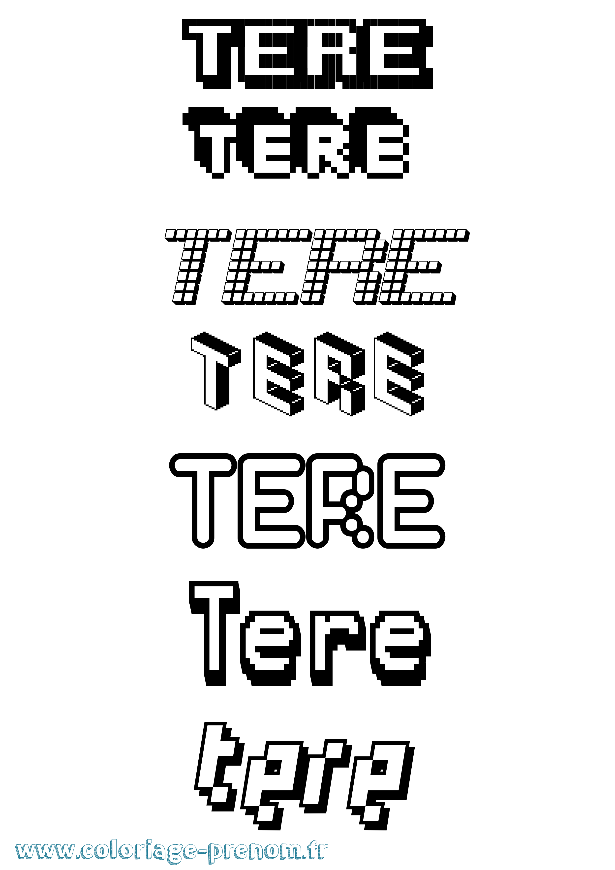 Coloriage Tere Pixel Coloriage prénom Tere Pixel