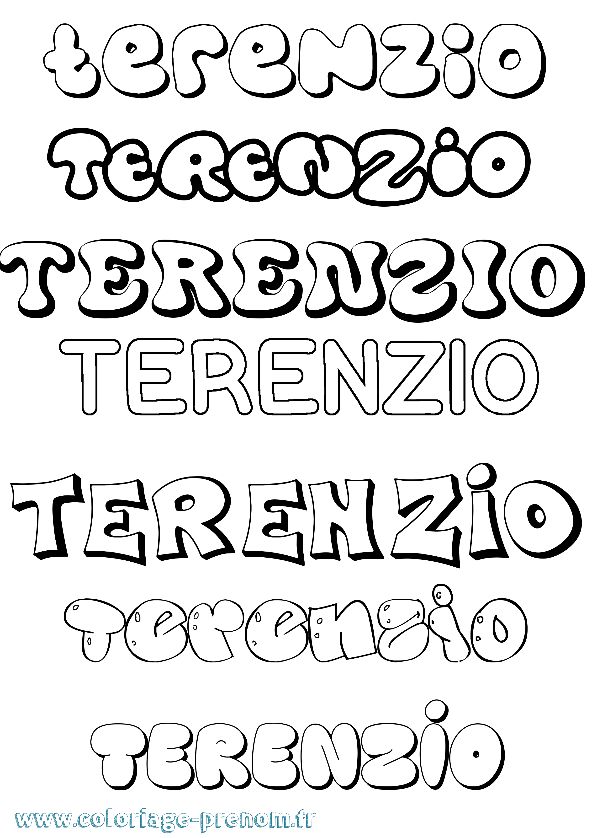 Coloriage Terenzio Bubble Coloriage prénom Terenzio Bubble