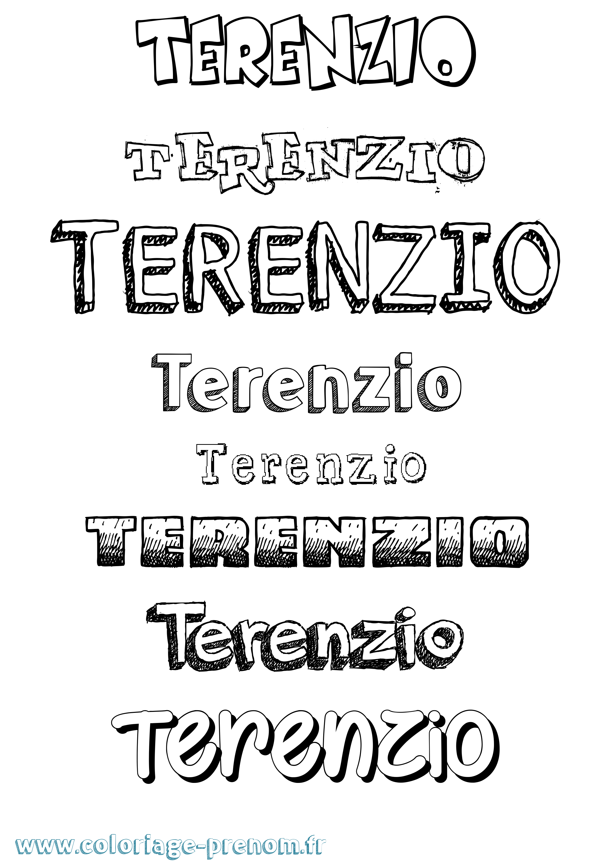Coloriage Terenzio Dessiné Coloriage prénom Terenzio Dessiné