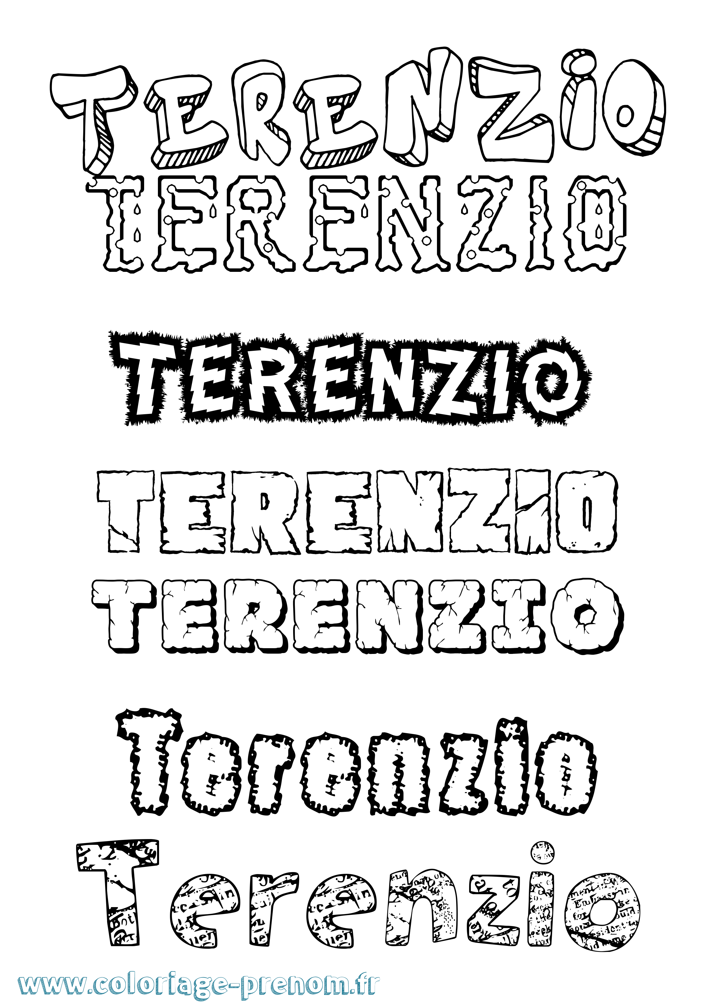 Coloriage Terenzio Destructuré Coloriage prénom Terenzio Destructuré