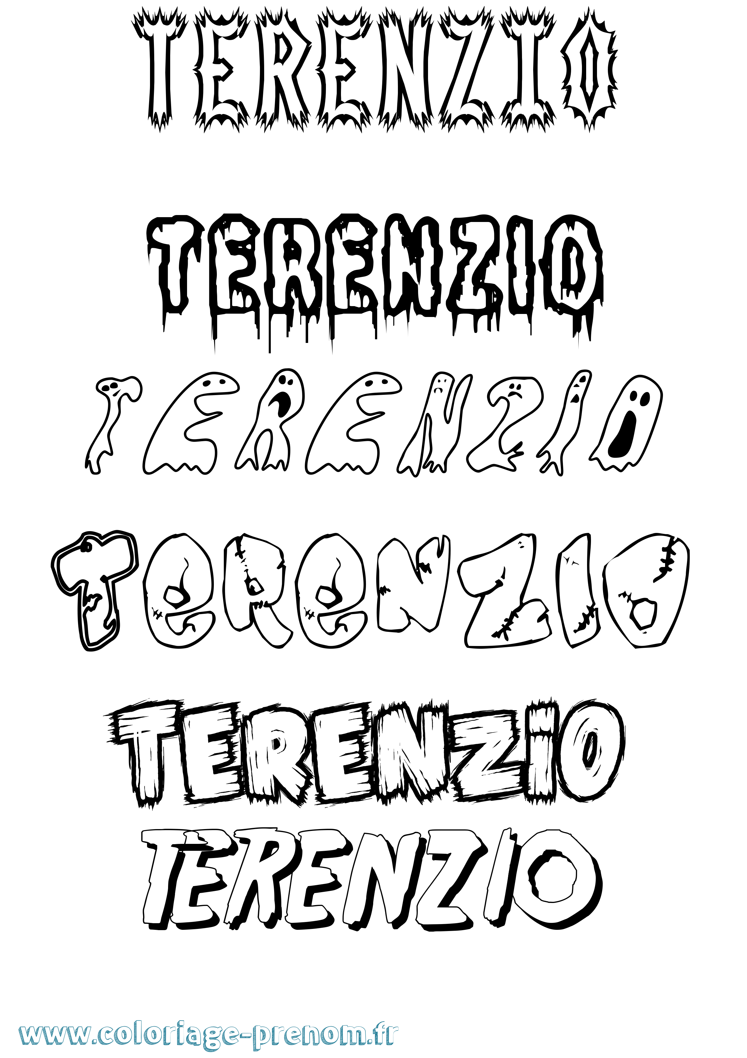 Coloriage Terenzio Frisson Coloriage prénom Terenzio Frisson