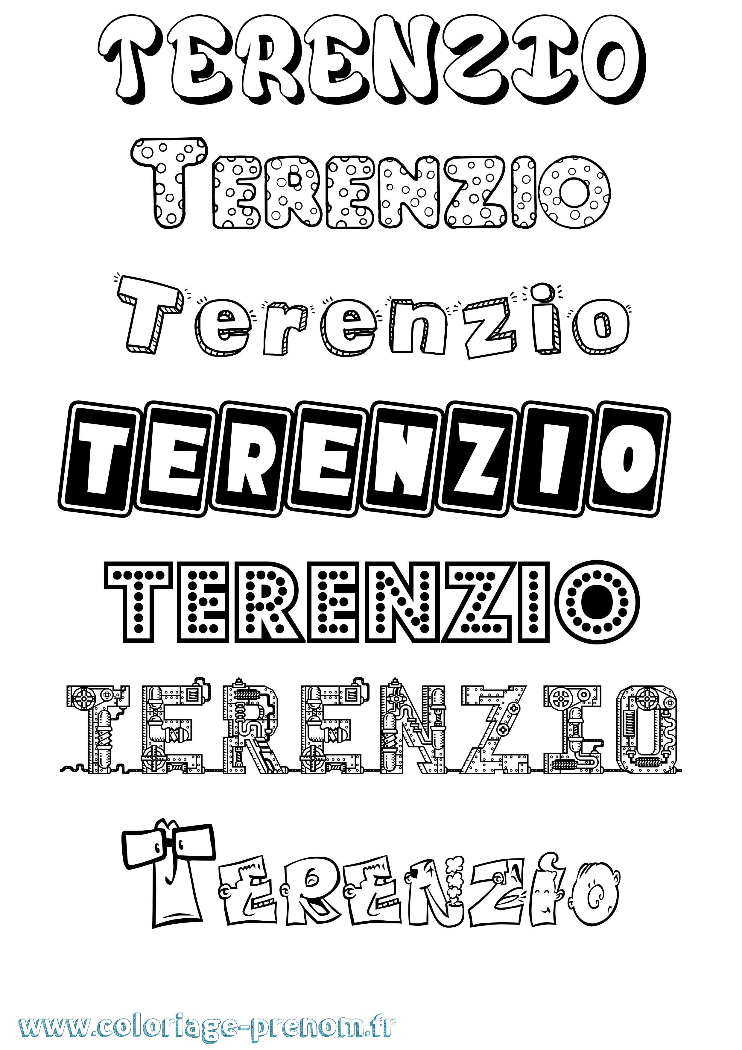 Coloriage Terenzio Fun Coloriage prénom Terenzio Fun