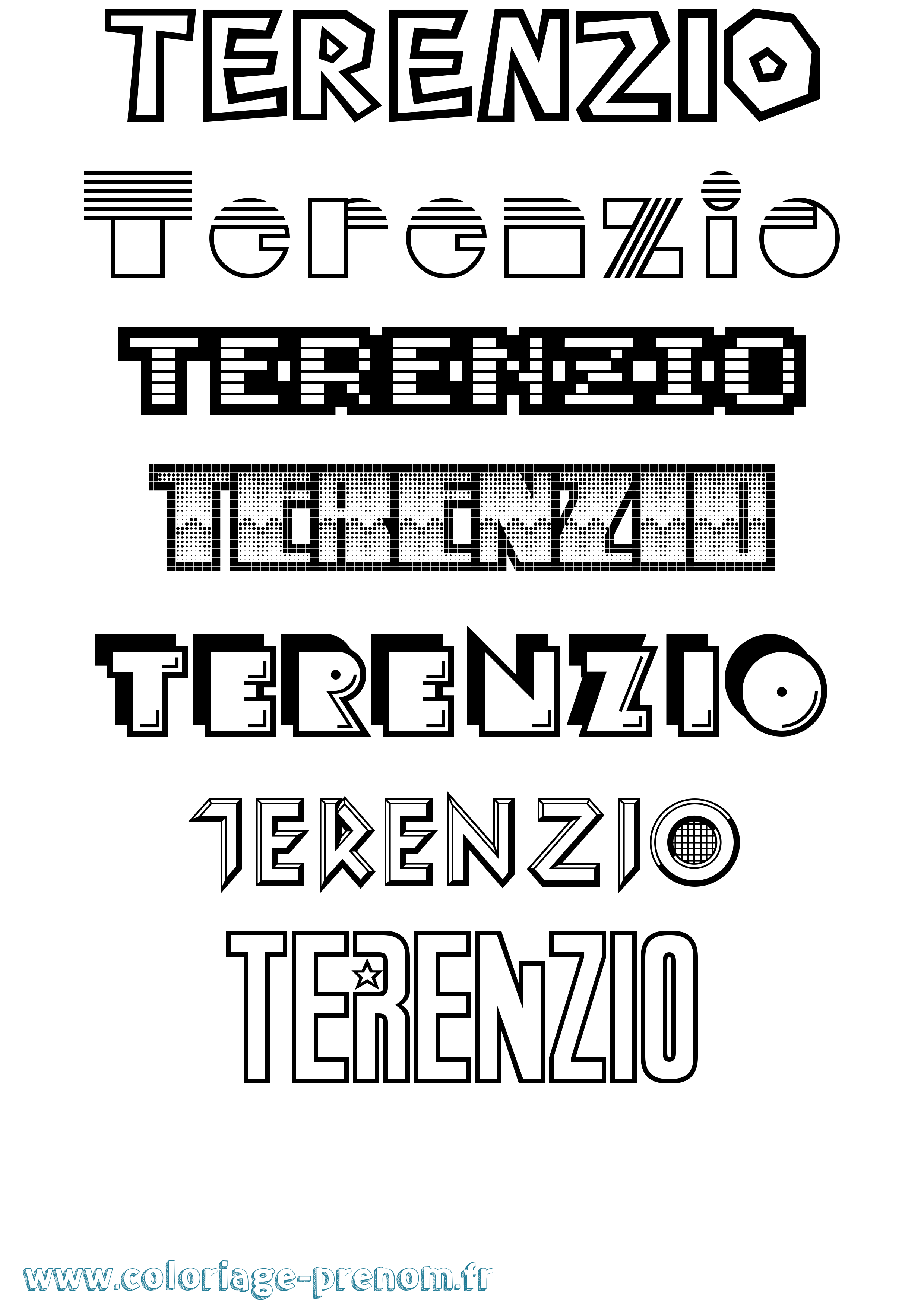 Coloriage Terenzio Jeux Vidéos Coloriage prénom Terenzio Jeux Vidéos