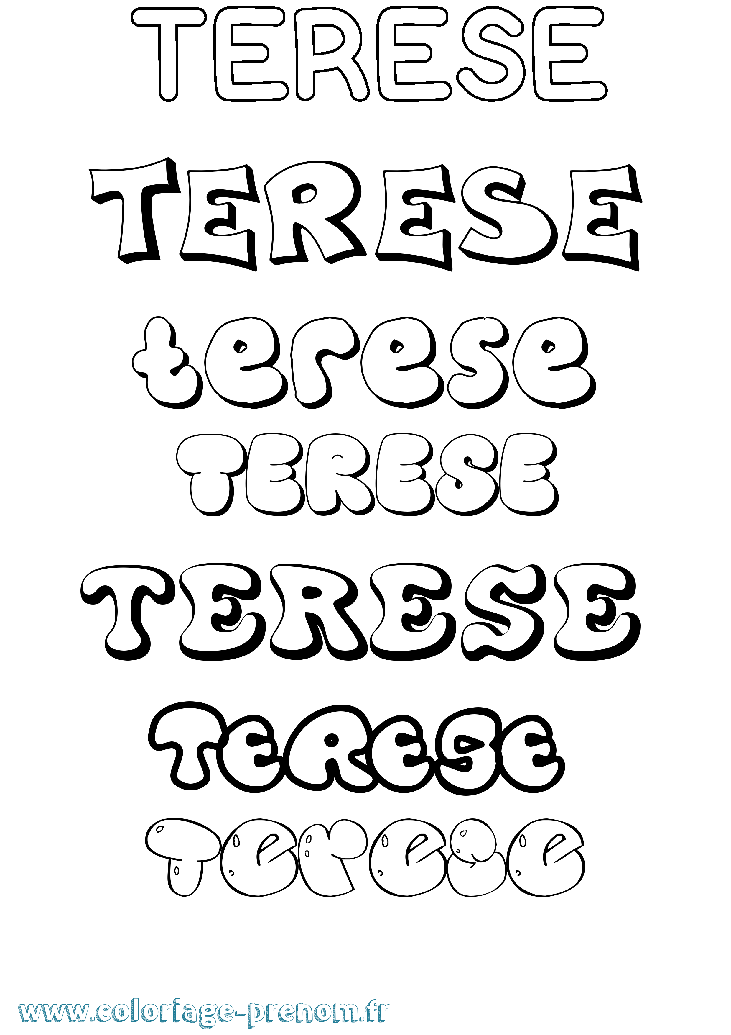 Coloriage Terese Bubble Coloriage prénom Terese Bubble