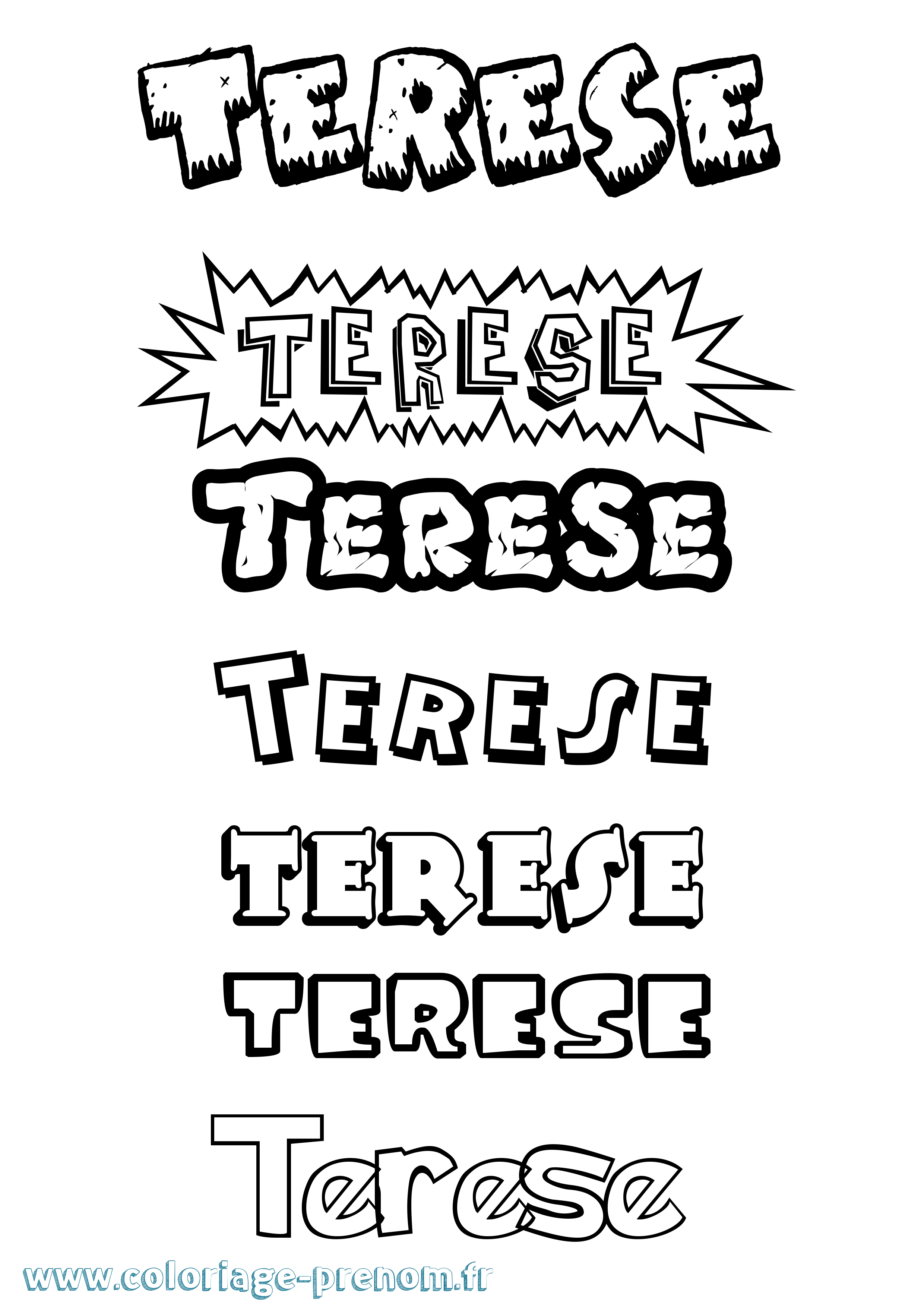 Coloriage Terese Dessin Animé Coloriage prénom Terese Dessin Animé