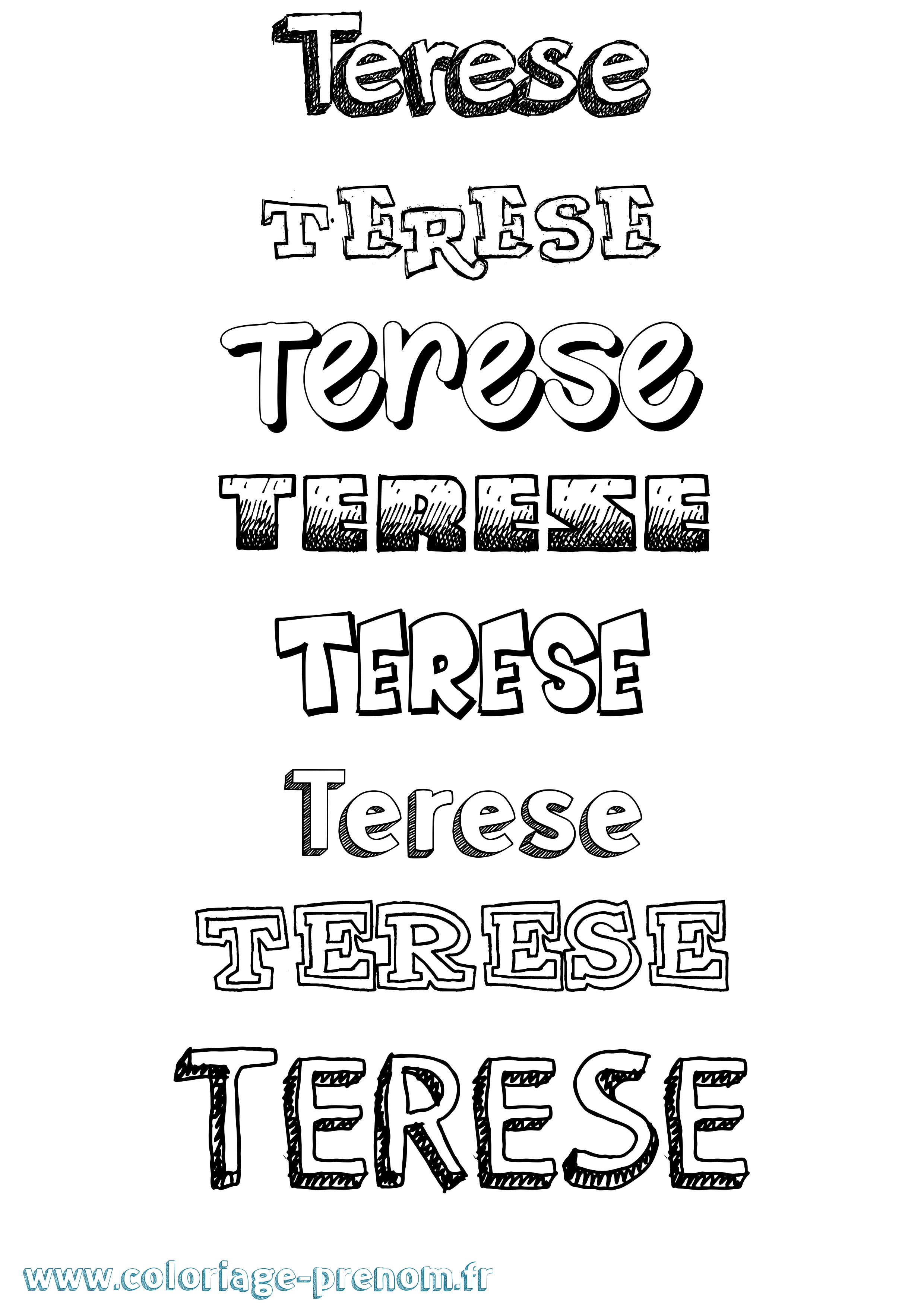 Coloriage Terese Dessiné Coloriage prénom Terese Dessiné