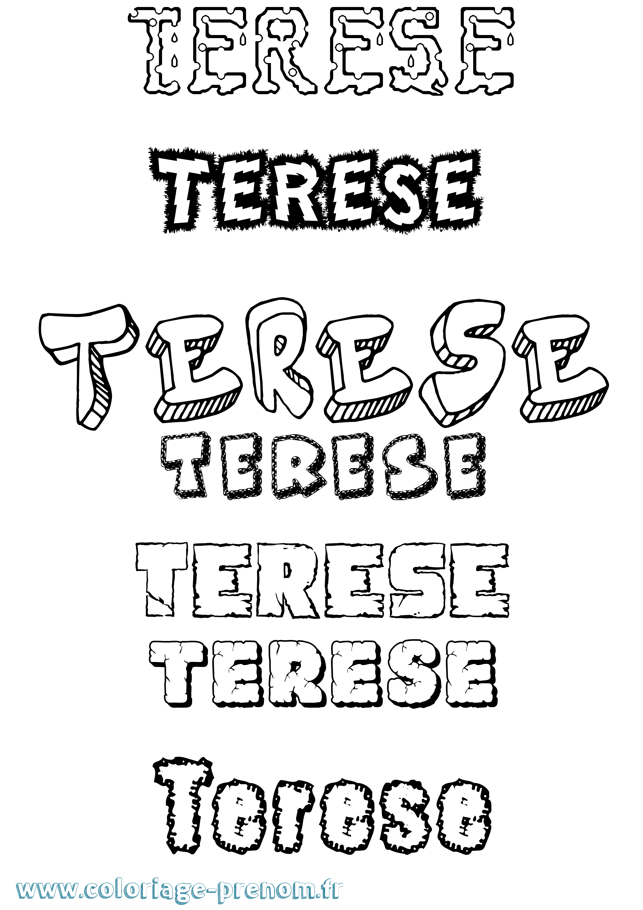 Coloriage Terese Destructuré Coloriage prénom Terese Destructuré