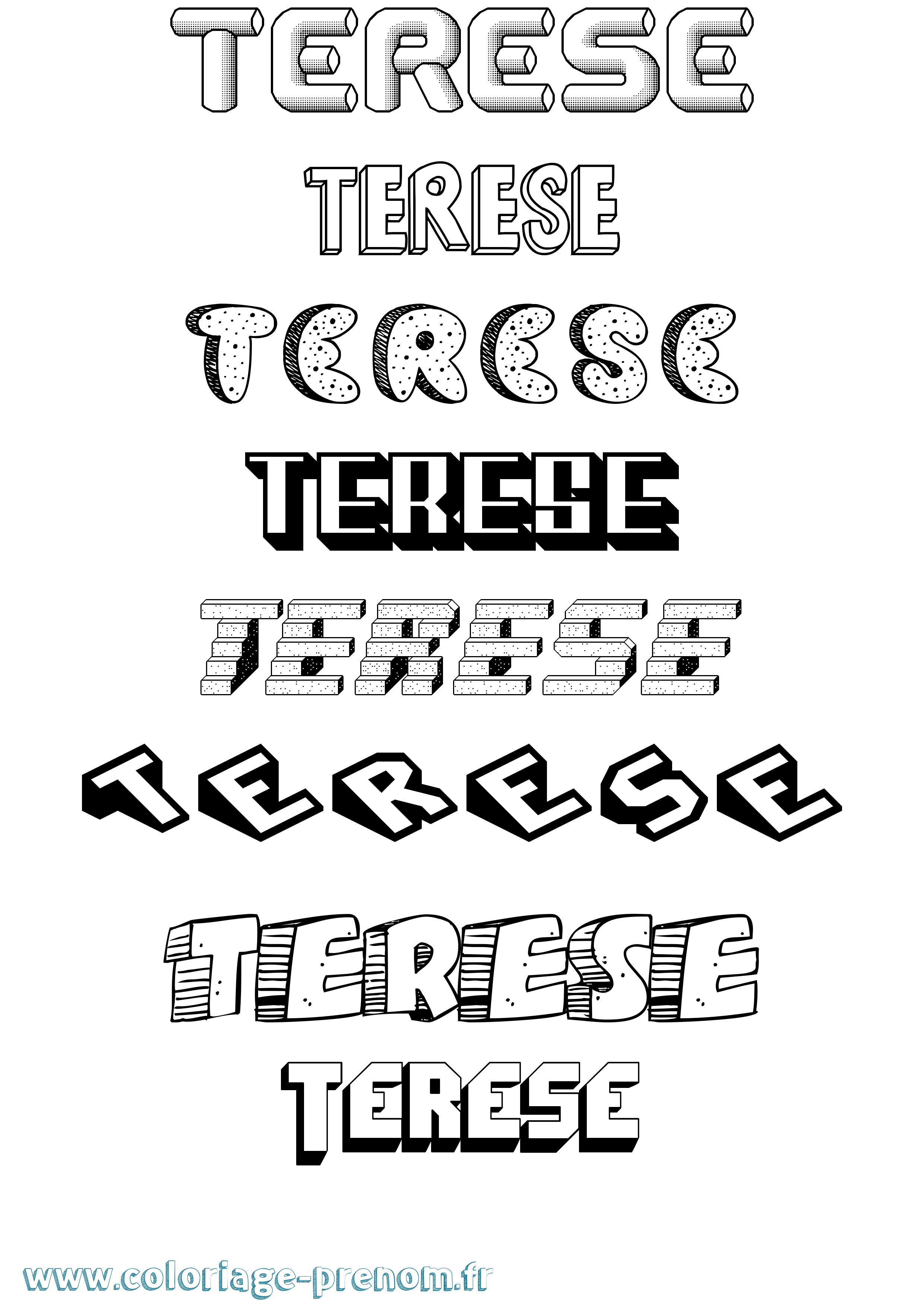 Coloriage Terese Effet 3D Coloriage prénom Terese Effet 3D