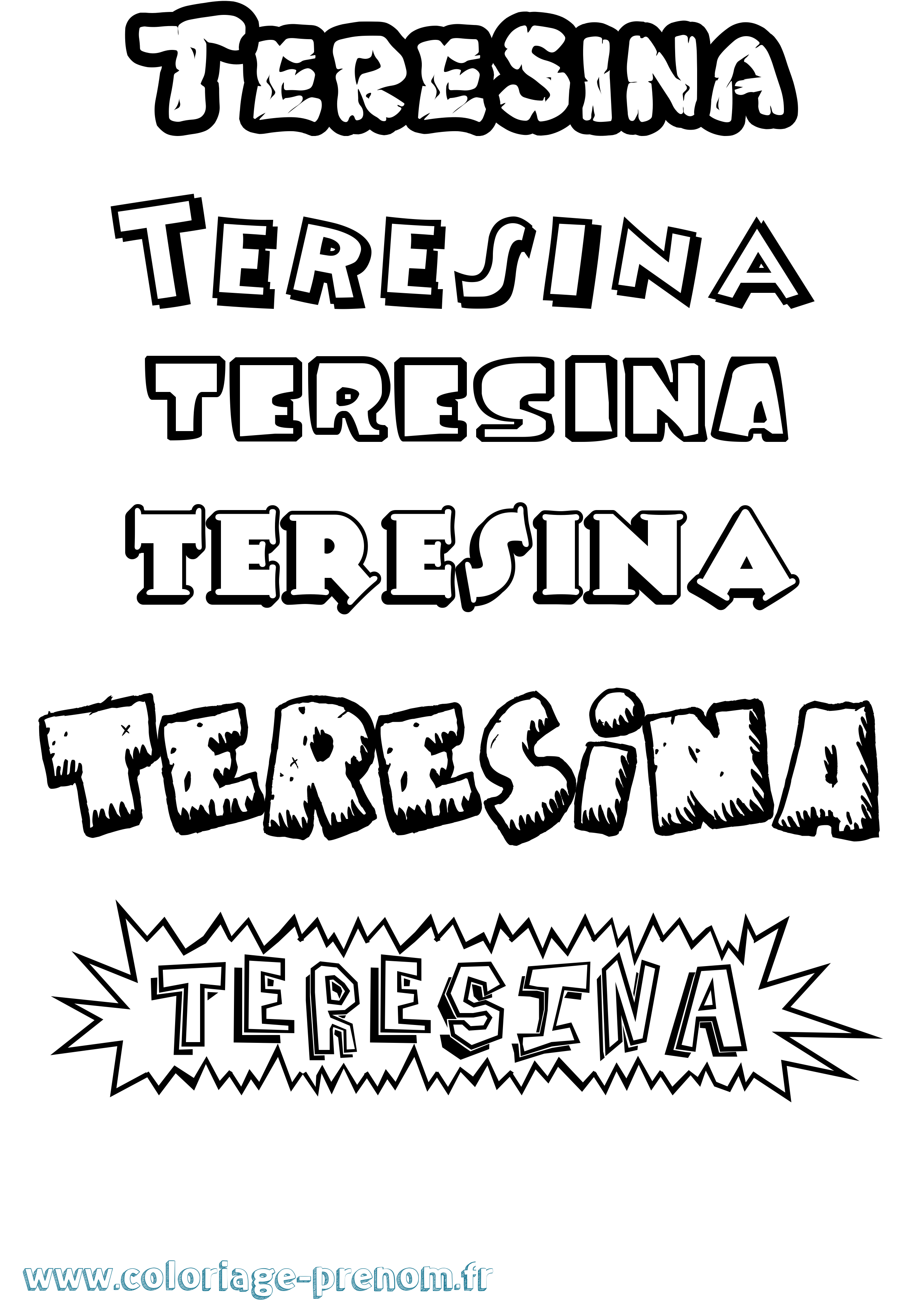 Coloriage Teresina Dessin Animé Coloriage prénom Teresina Dessin Animé