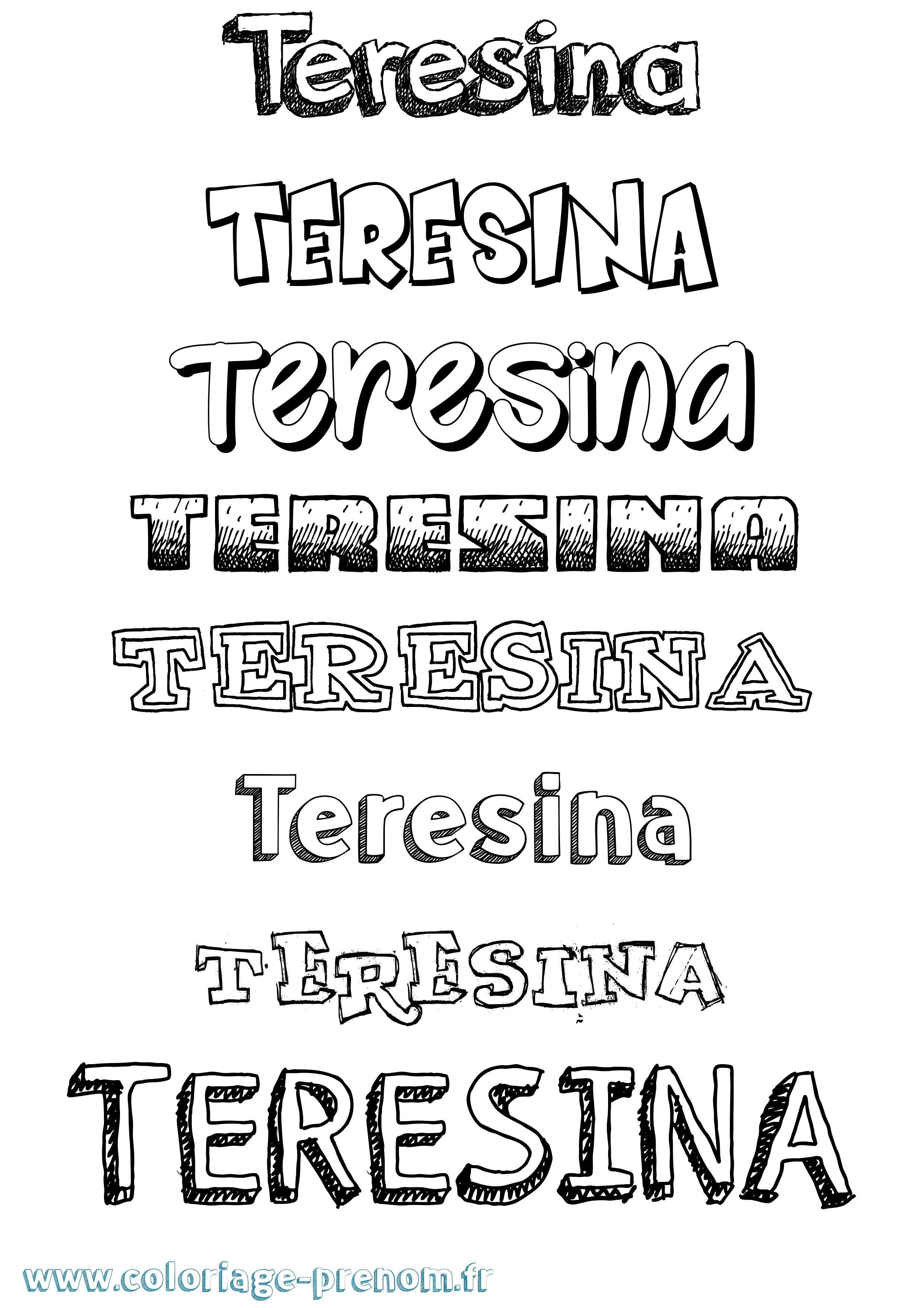 Coloriage Teresina Dessiné Coloriage prénom Teresina Dessiné