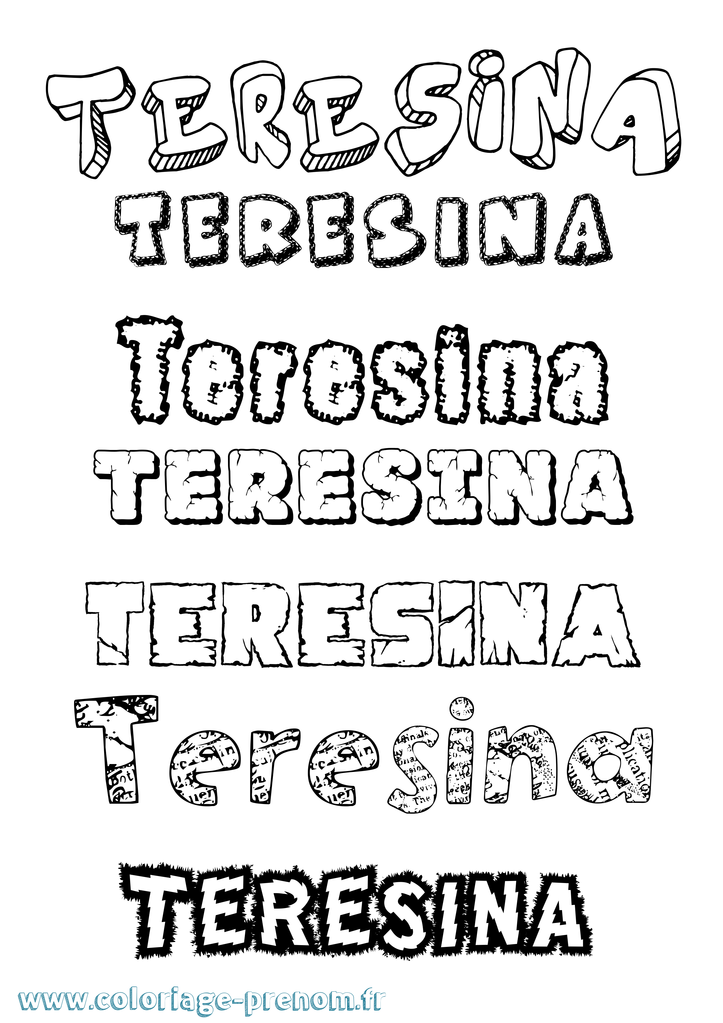 Coloriage Teresina Destructuré Coloriage prénom Teresina Destructuré
