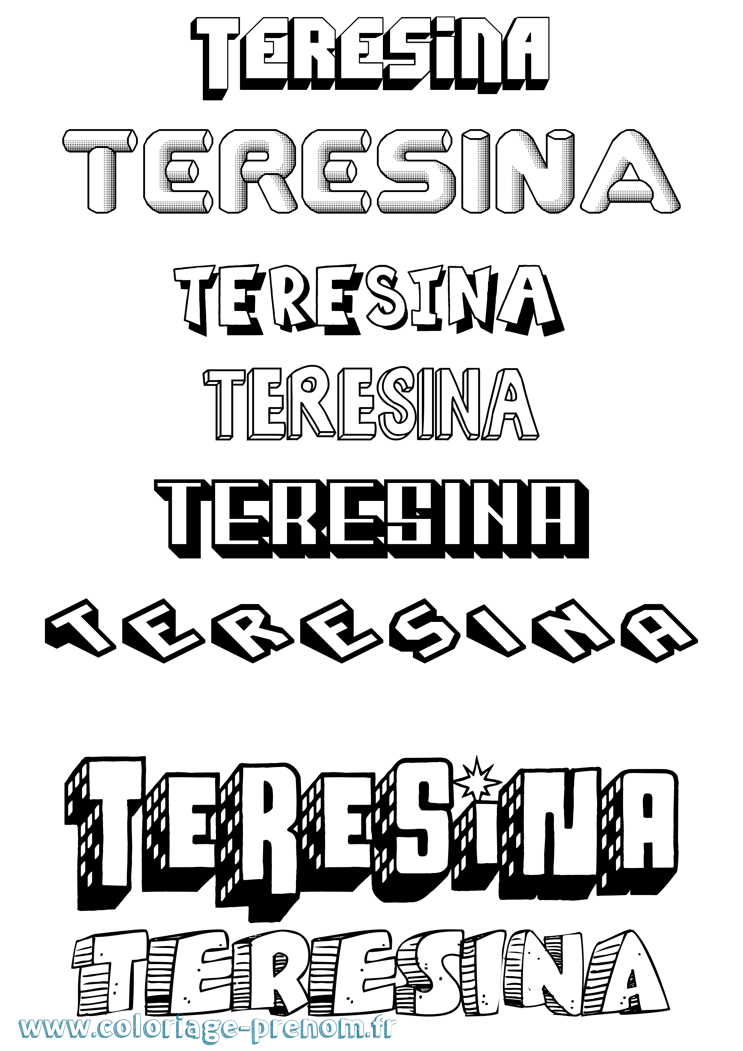 Coloriage Teresina Effet 3D Coloriage prénom Teresina Effet 3D