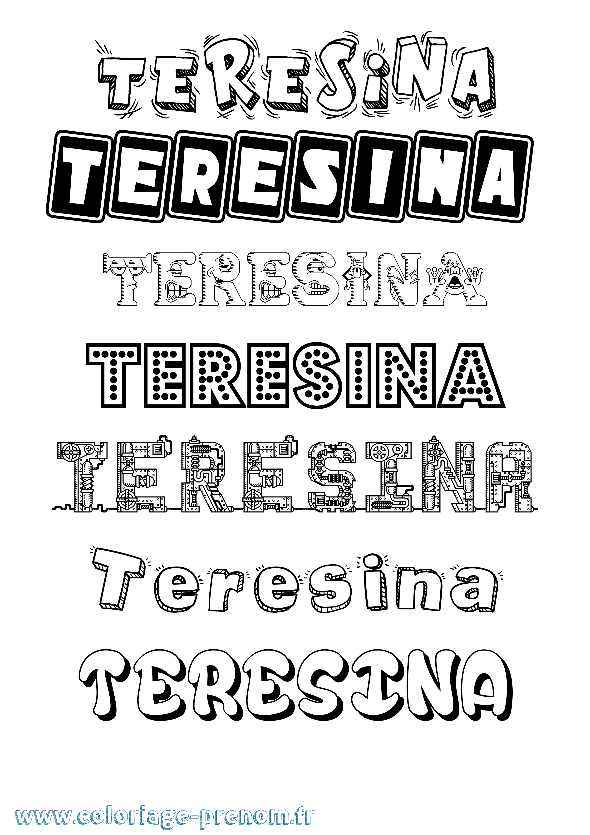 Coloriage Teresina Fun Coloriage prénom Teresina Fun