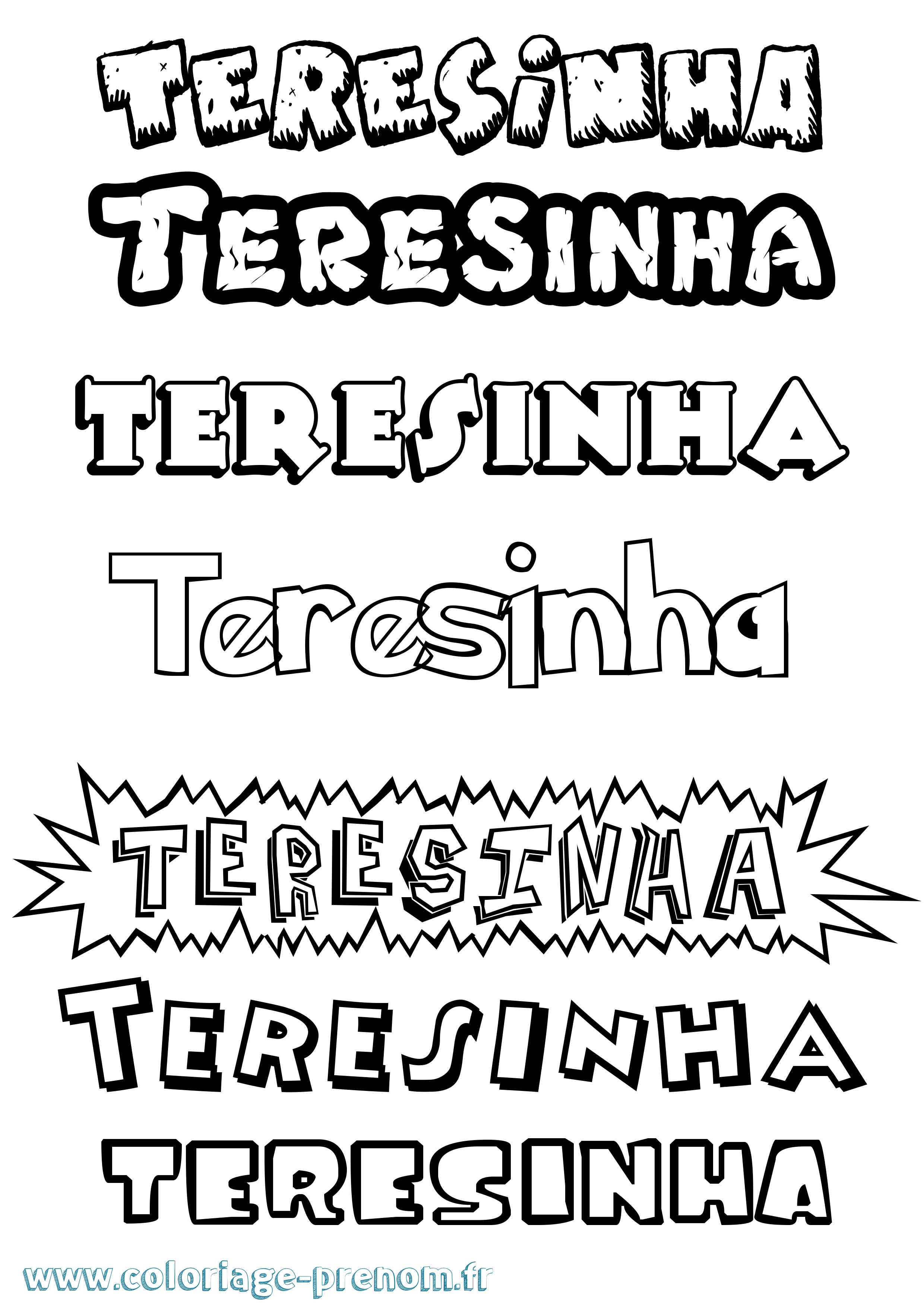 Coloriage Teresinha Dessin Animé Coloriage prénom Teresinha Dessin Animé