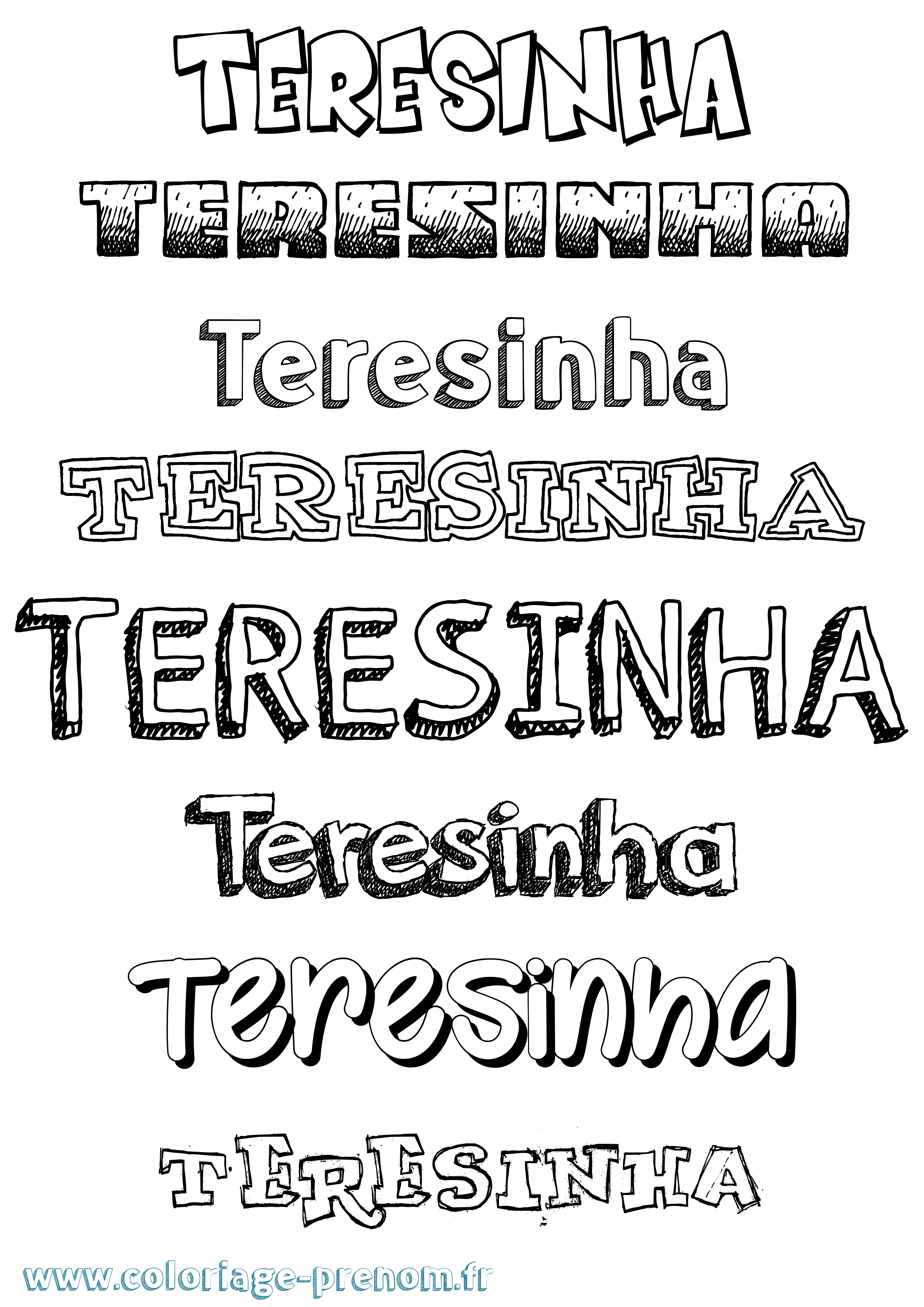 Coloriage Teresinha Dessiné Coloriage prénom Teresinha Dessiné