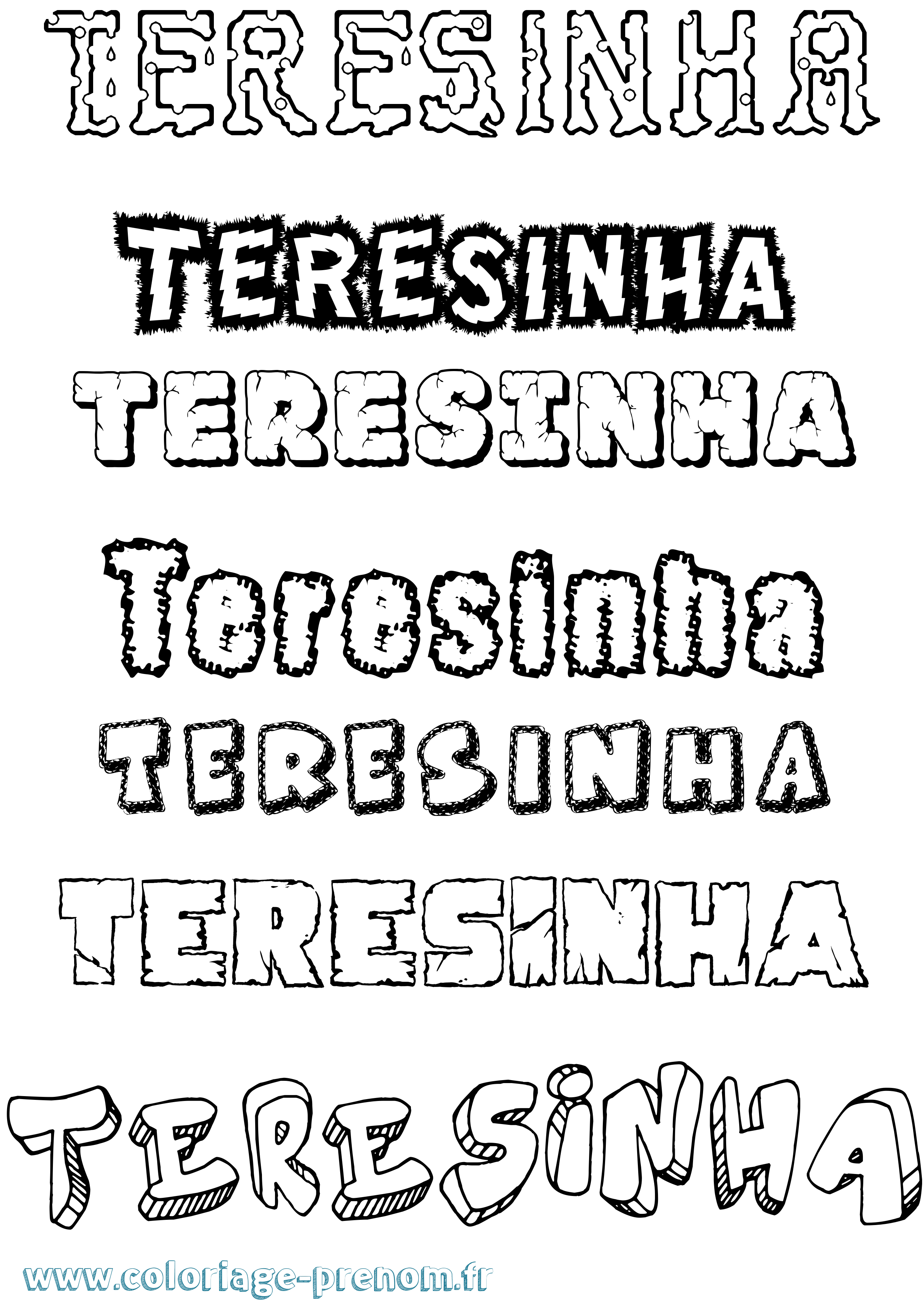 Coloriage Teresinha Destructuré Coloriage prénom Teresinha Destructuré
