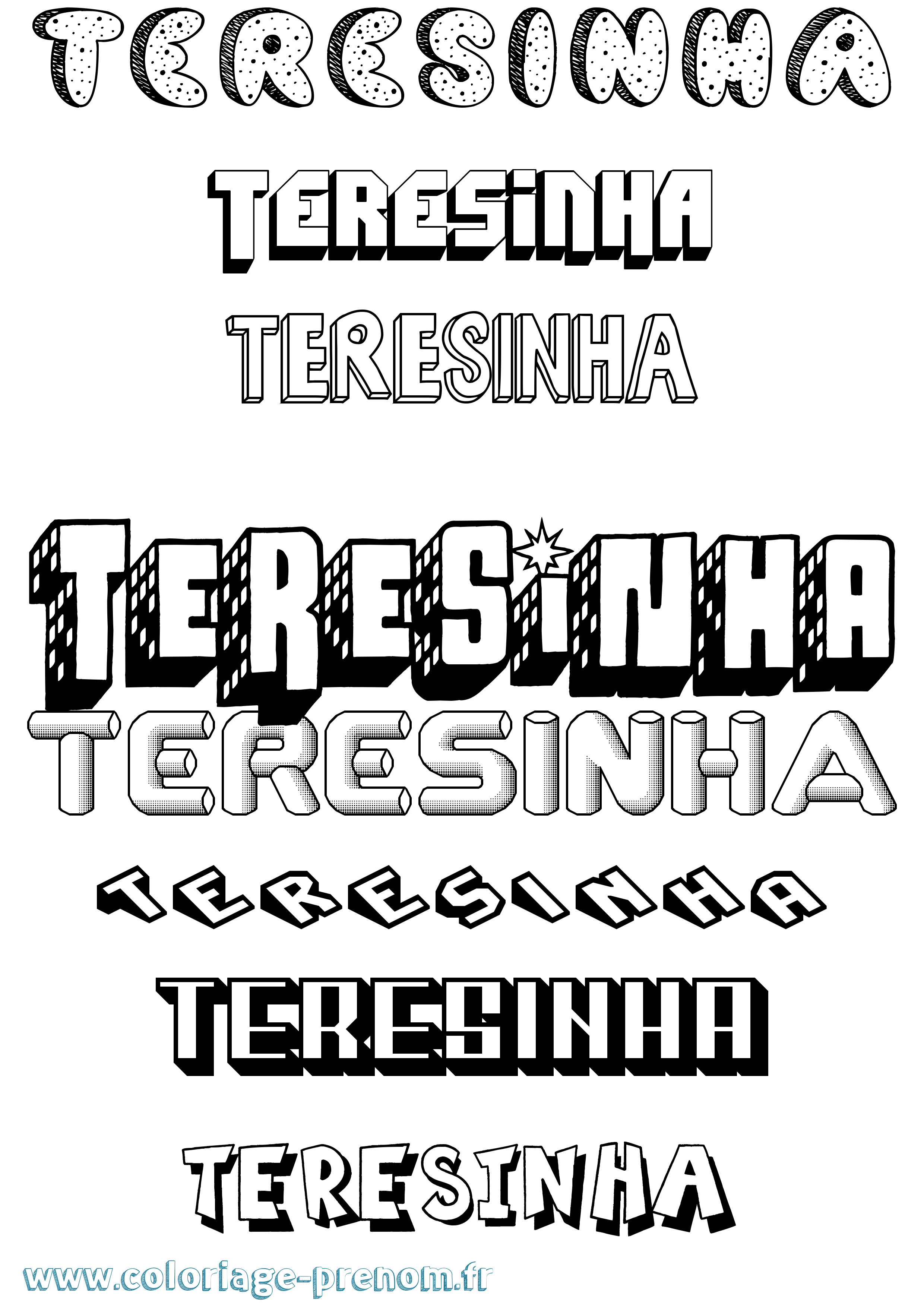 Coloriage Teresinha Effet 3D Coloriage prénom Teresinha Effet 3D
