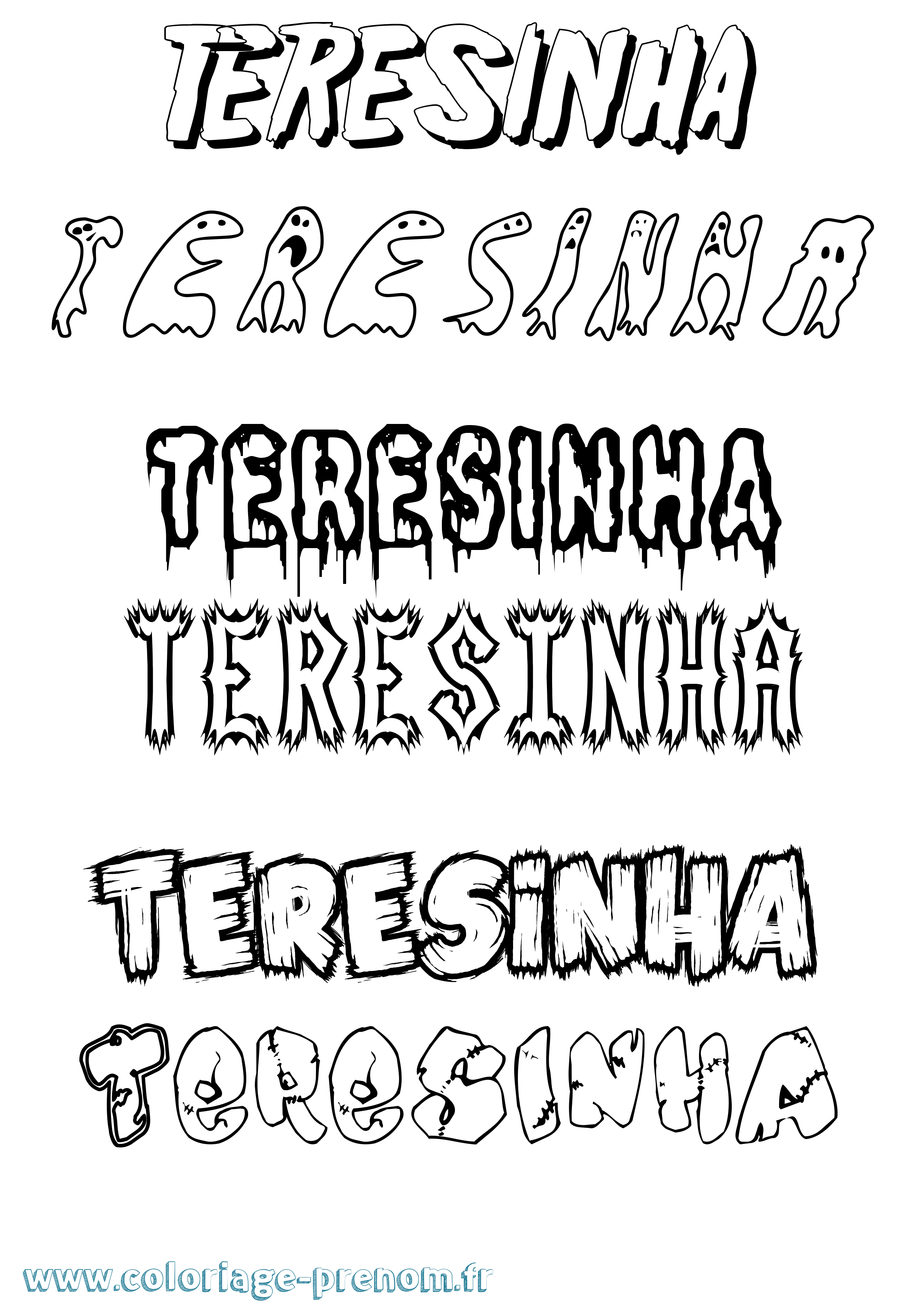 Coloriage Teresinha Frisson Coloriage prénom Teresinha Frisson