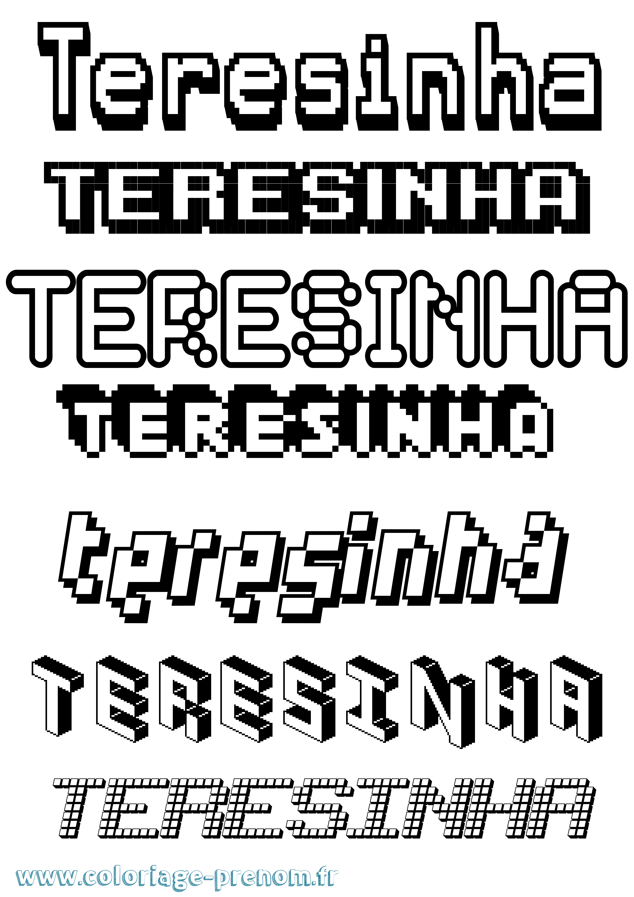 Coloriage Teresinha Pixel Coloriage prénom Teresinha Pixel