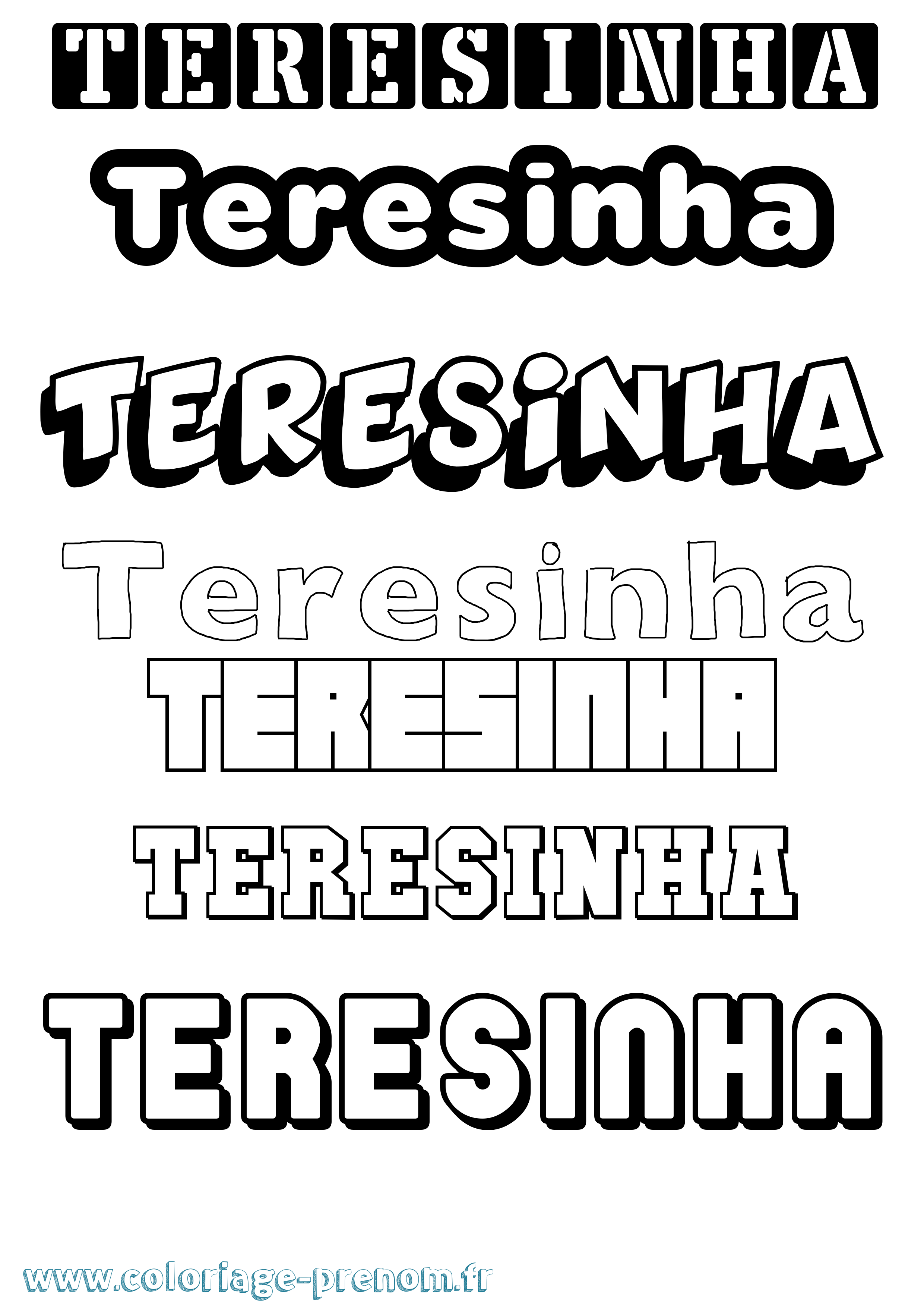 Coloriage Teresinha Simple Coloriage prénom Teresinha Simple