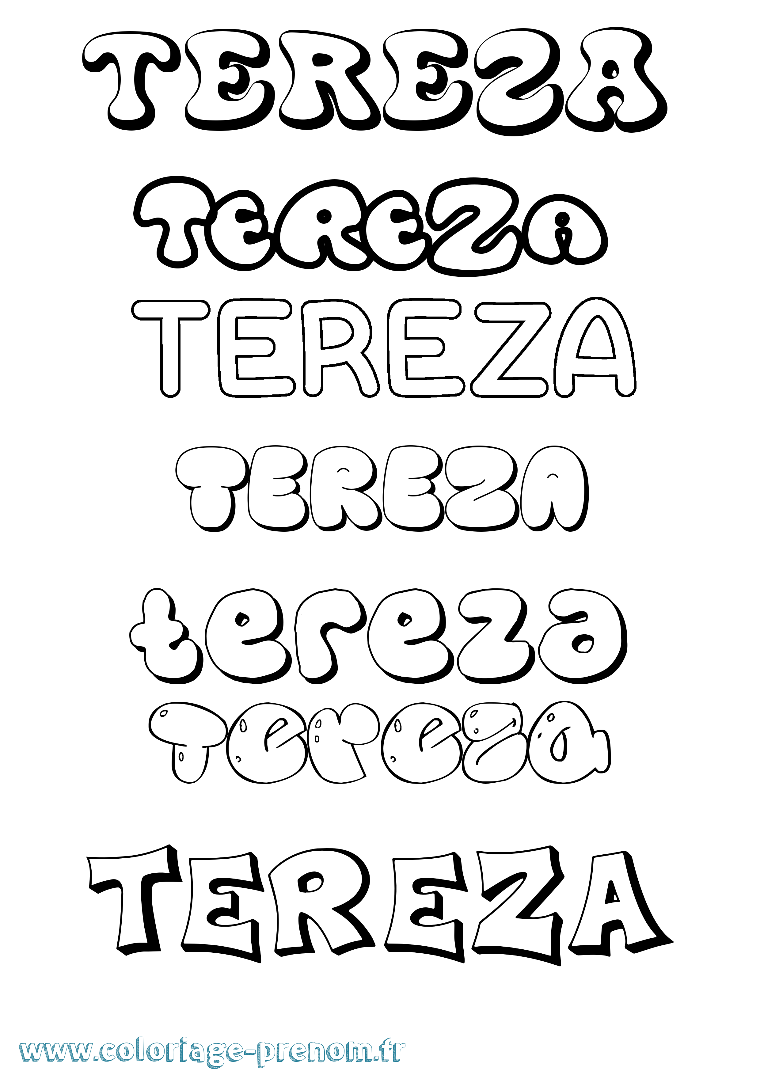 Coloriage Tereza Bubble Coloriage prénom Tereza Bubble