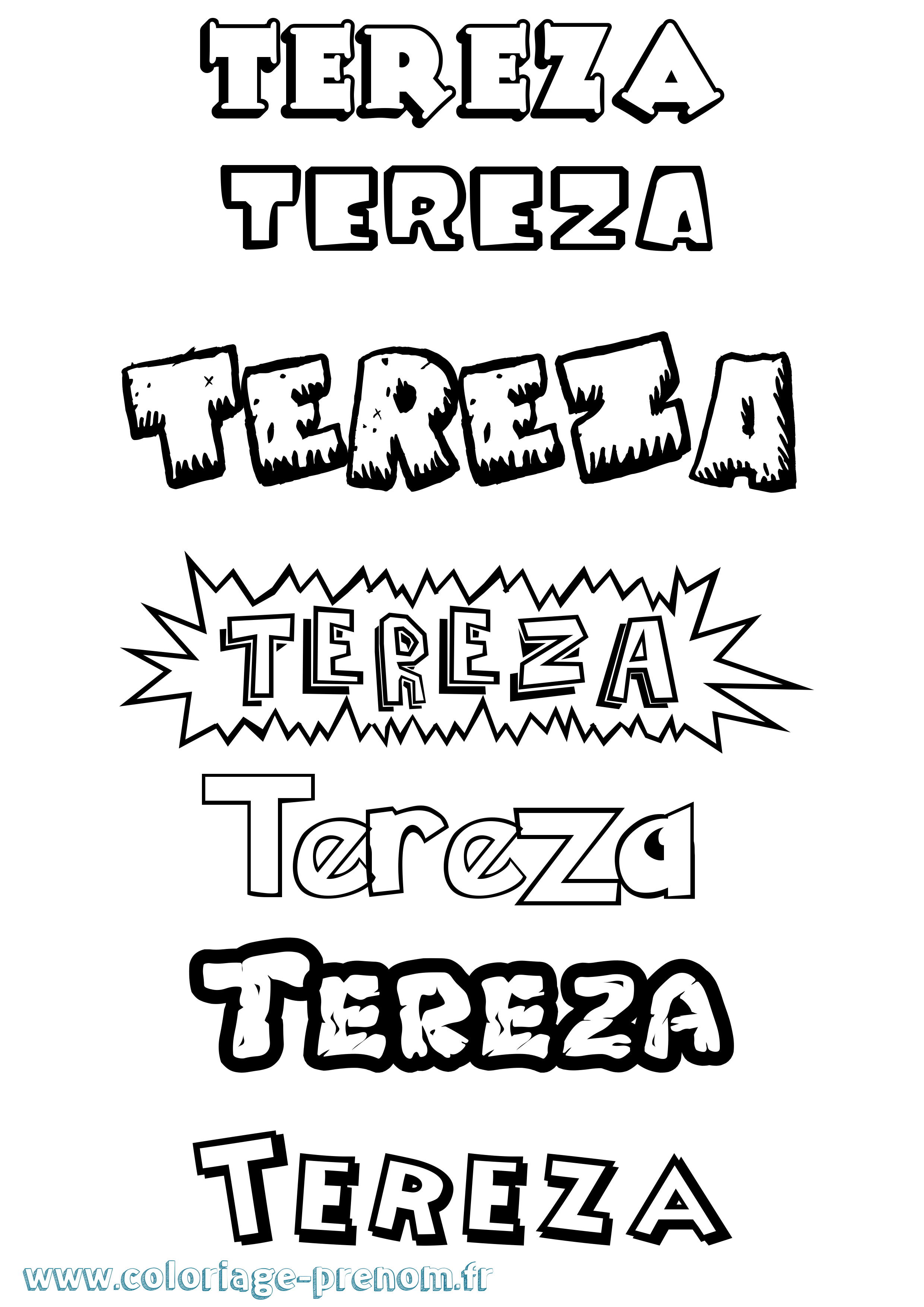 Coloriage Tereza Dessin Animé Coloriage prénom Tereza Dessin Animé