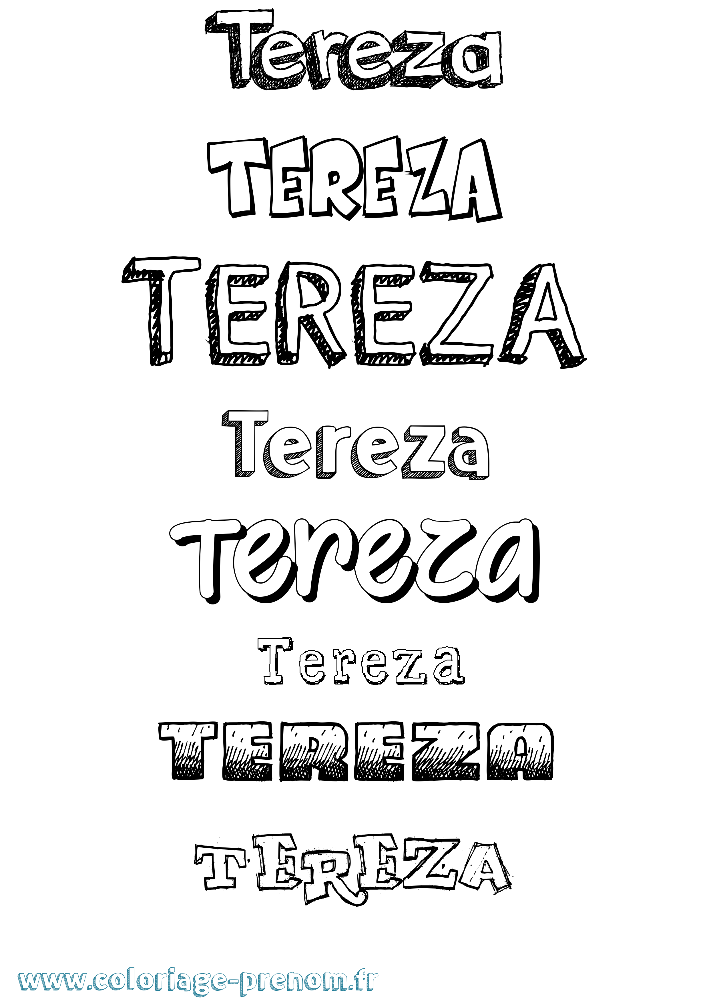 Coloriage Tereza Dessiné Coloriage prénom Tereza Dessiné