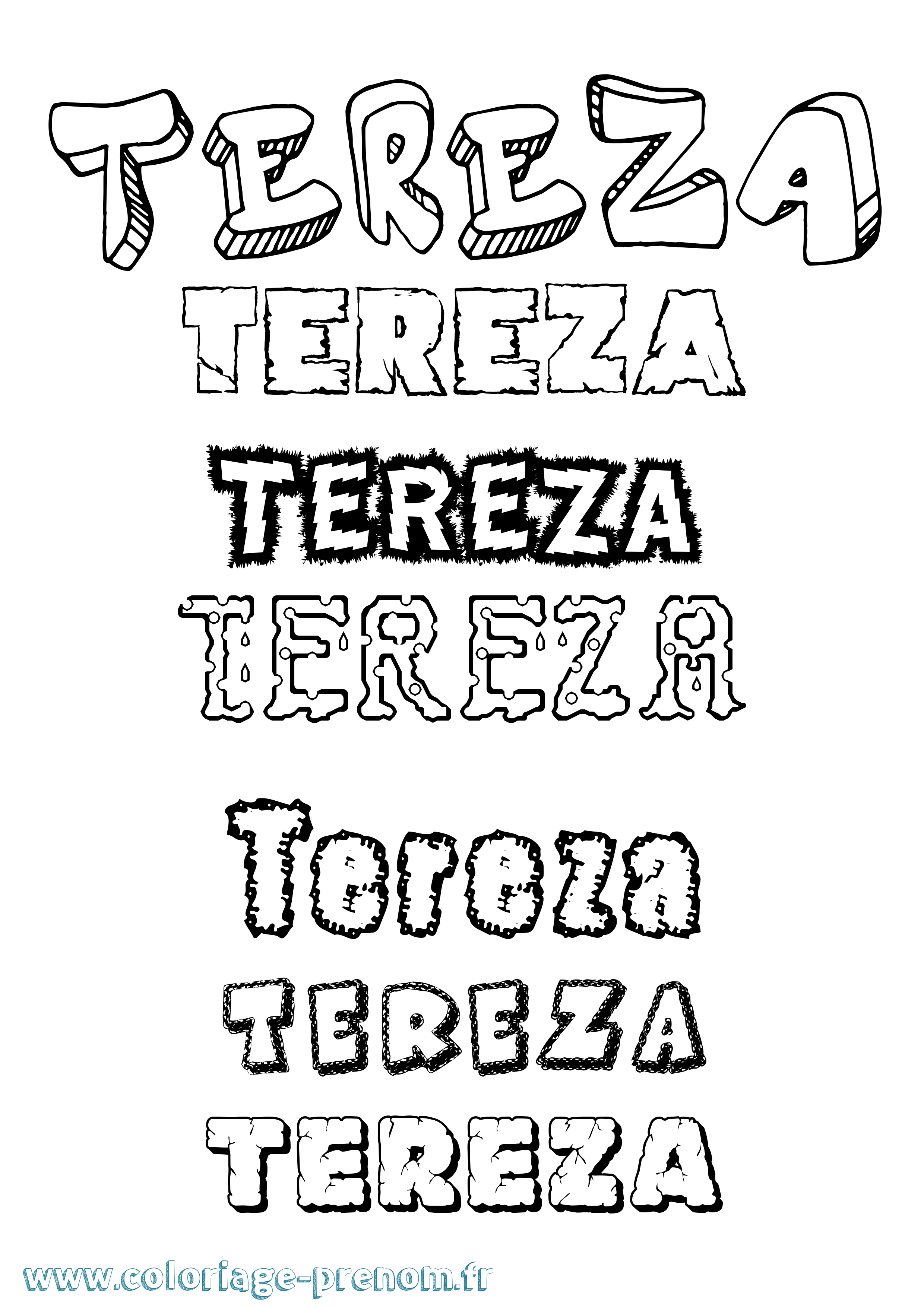 Coloriage Tereza Destructuré Coloriage prénom Tereza Destructuré