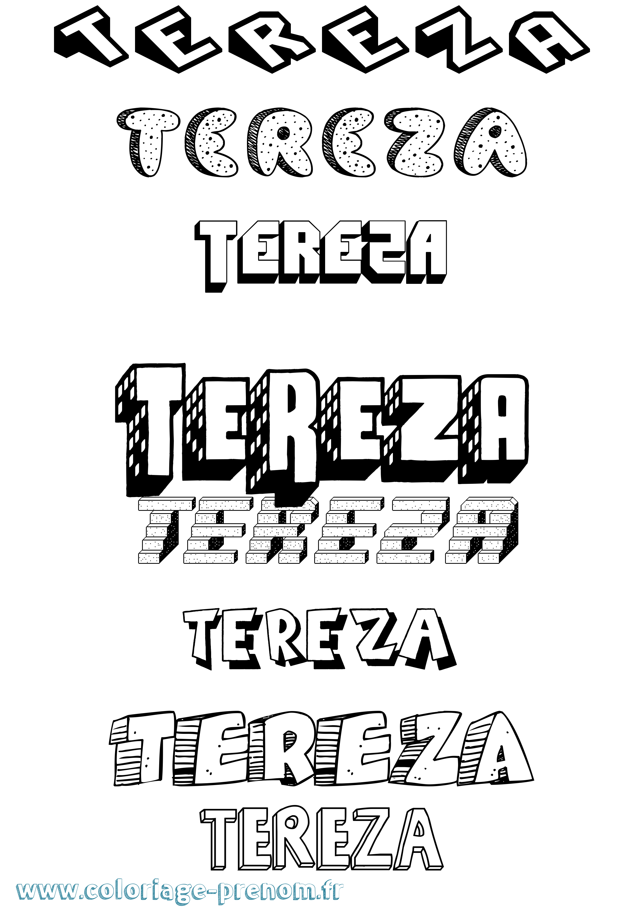 Coloriage Tereza Effet 3D Coloriage prénom Tereza Effet 3D