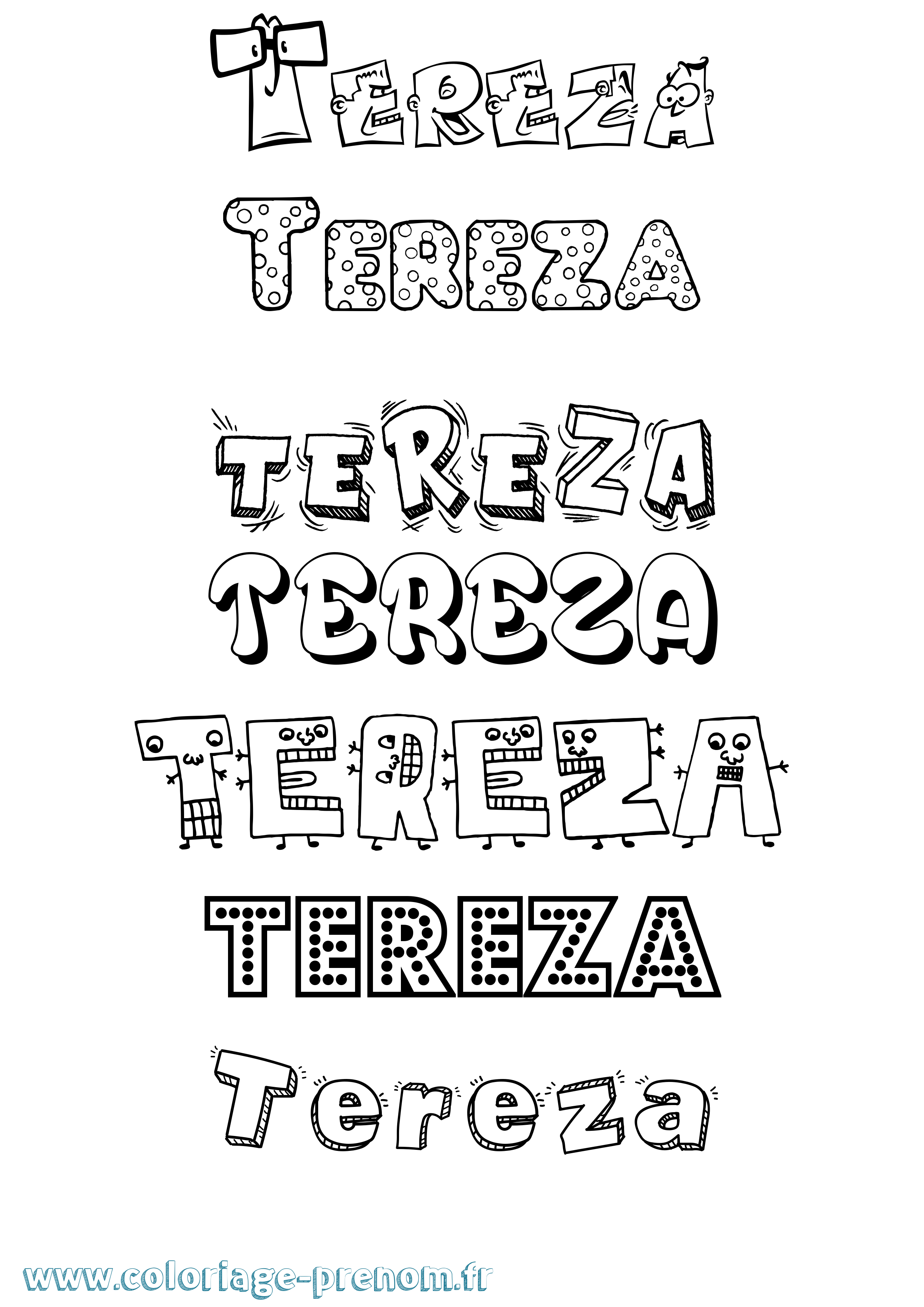 Coloriage Tereza Fun Coloriage prénom Tereza Fun