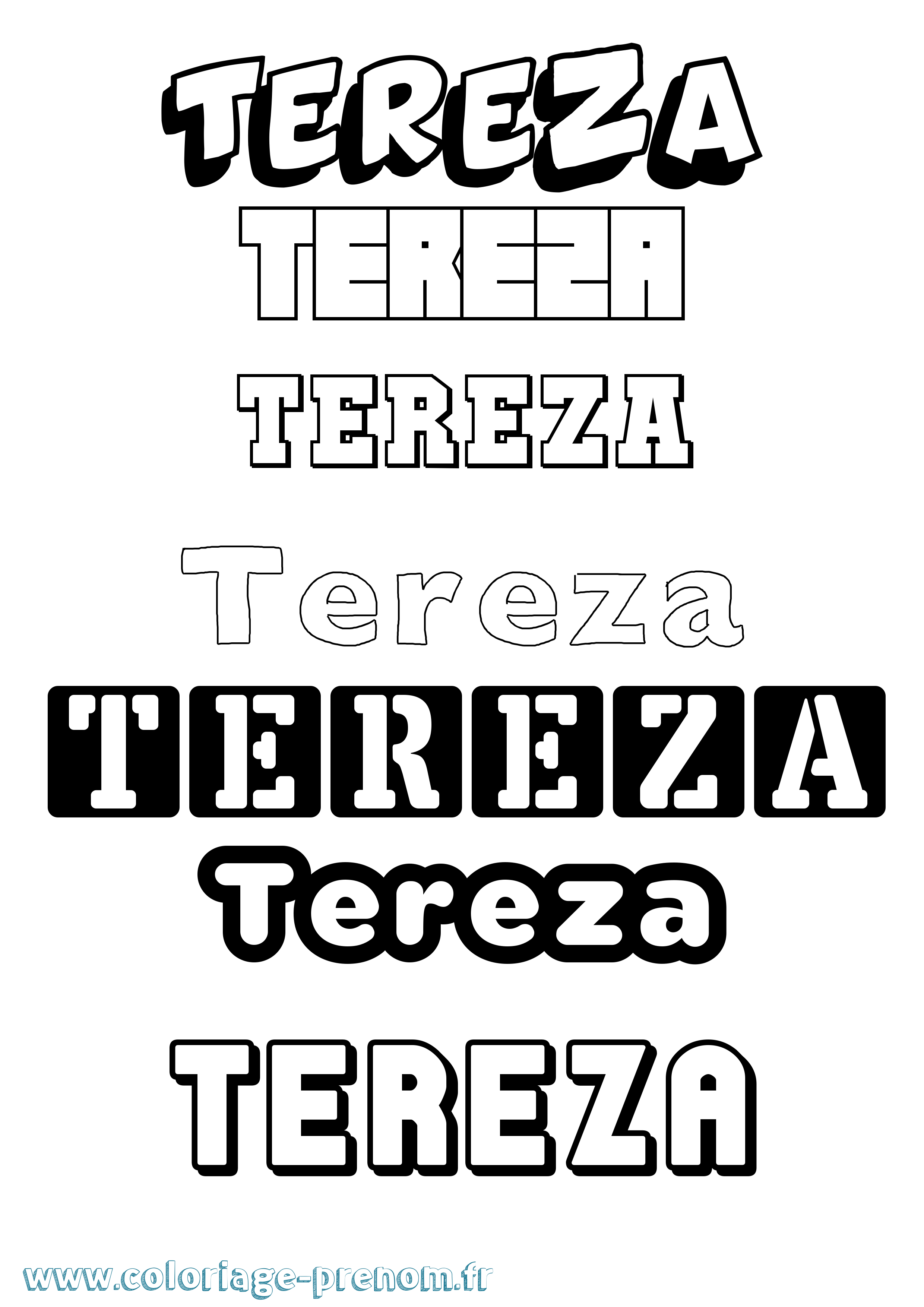 Coloriage Tereza Simple Coloriage prénom Tereza Simple