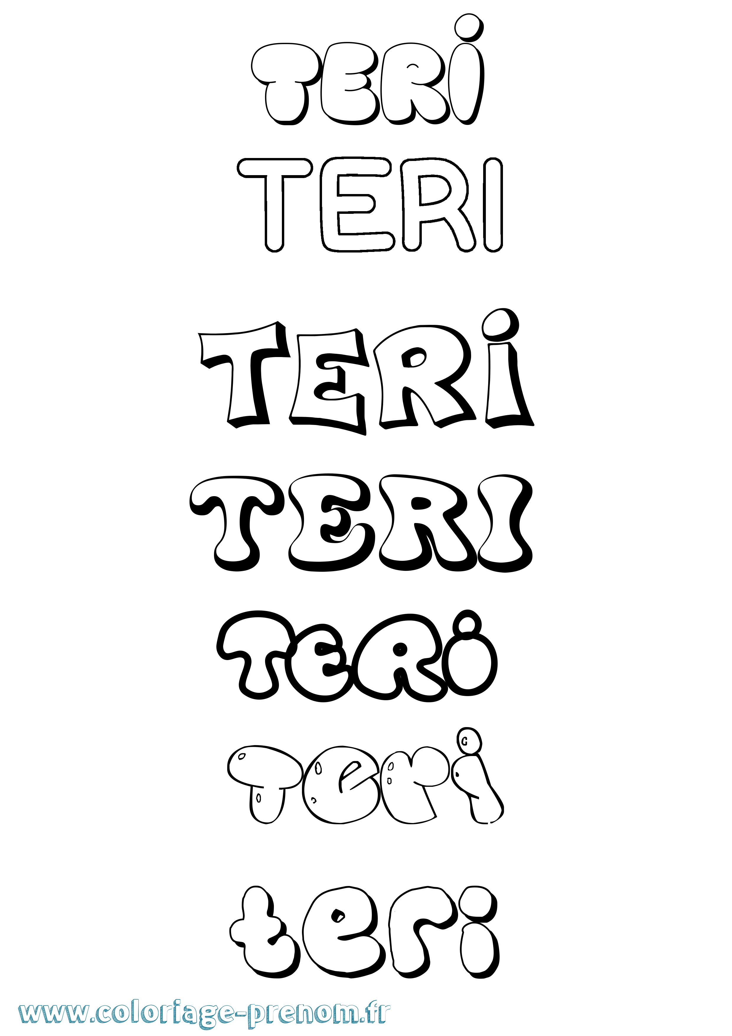 Coloriage Teri Bubble Coloriage prénom Teri Bubble