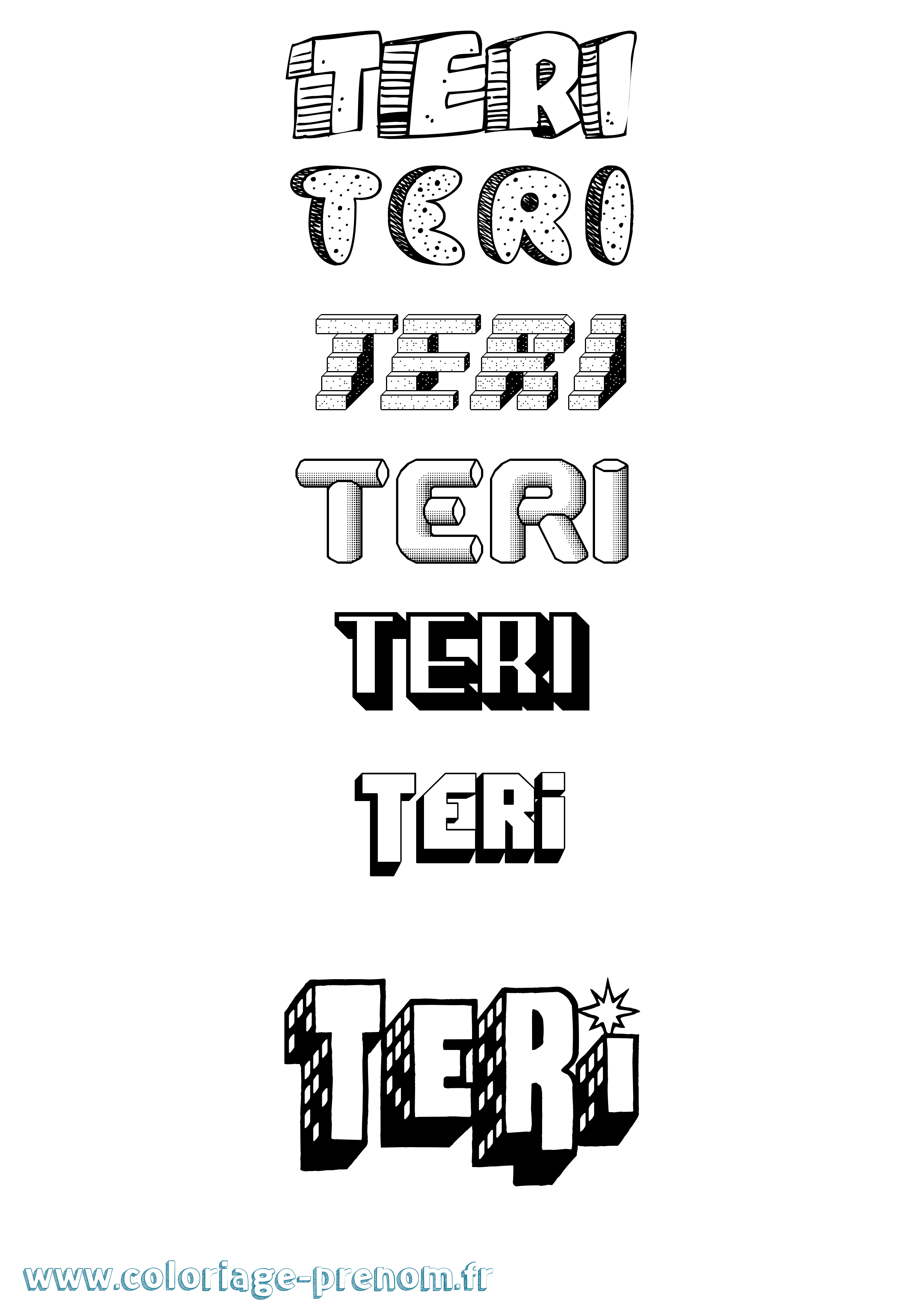 Coloriage Teri Effet 3D Coloriage prénom Teri Effet 3D