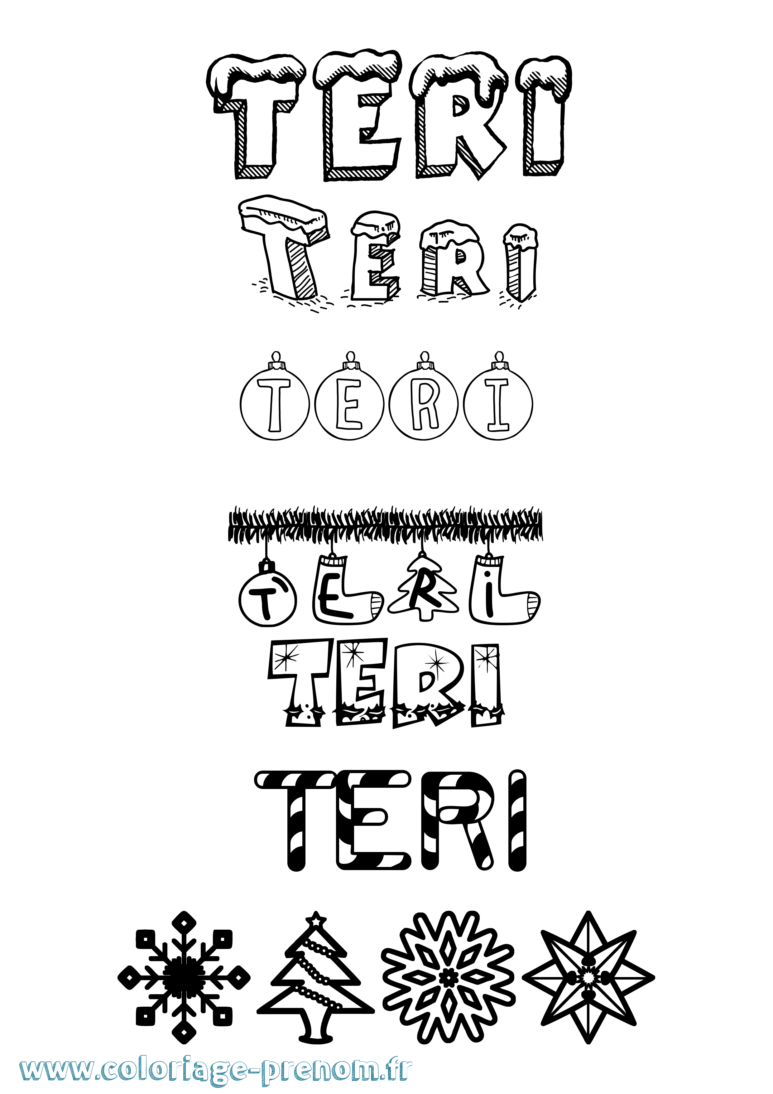 Coloriage Teri Noël Coloriage prénom Teri Noël