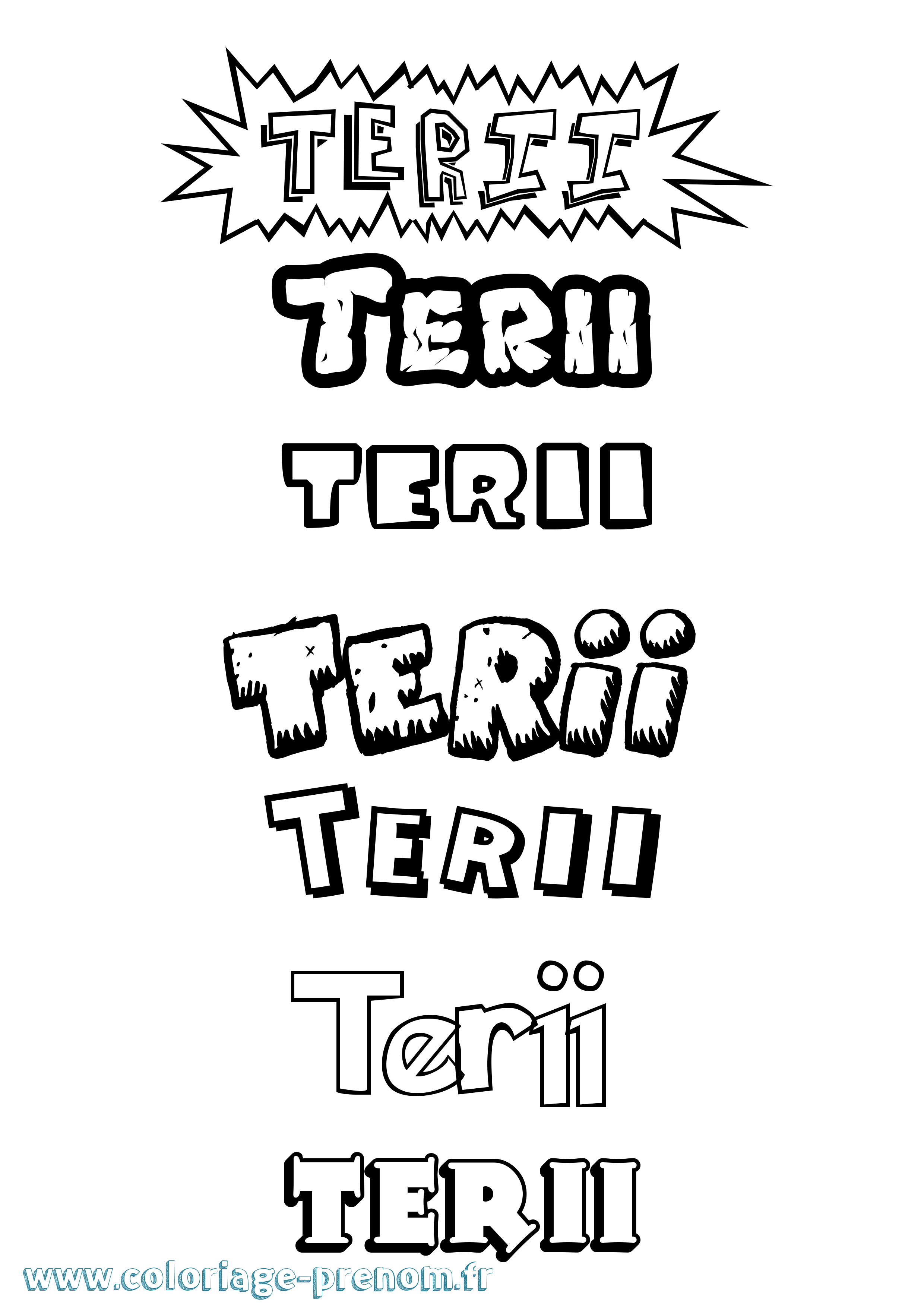 Coloriage Terii Dessin Animé Coloriage prénom Terii Dessin Animé
