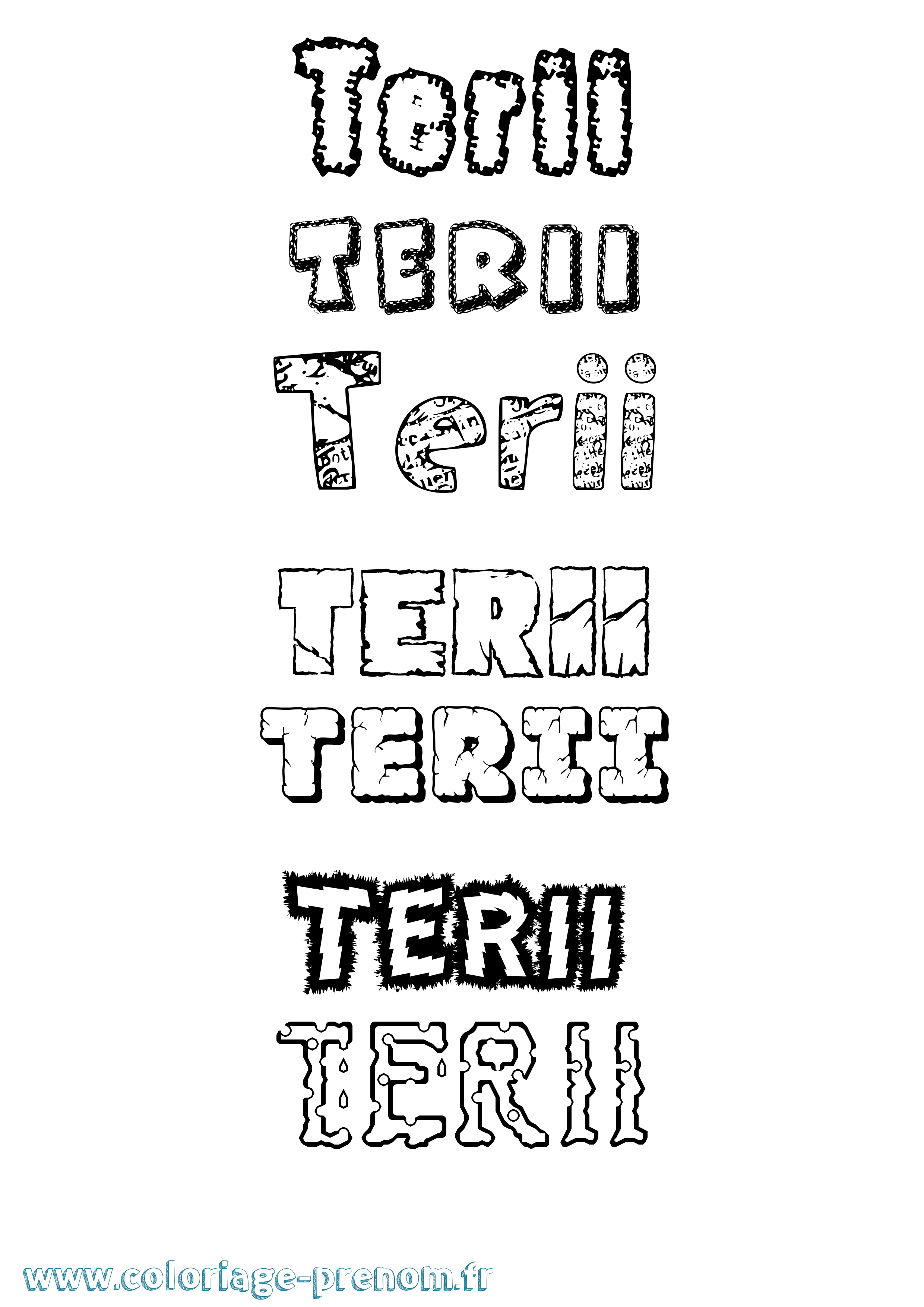 Coloriage Terii Destructuré Coloriage prénom Terii Destructuré