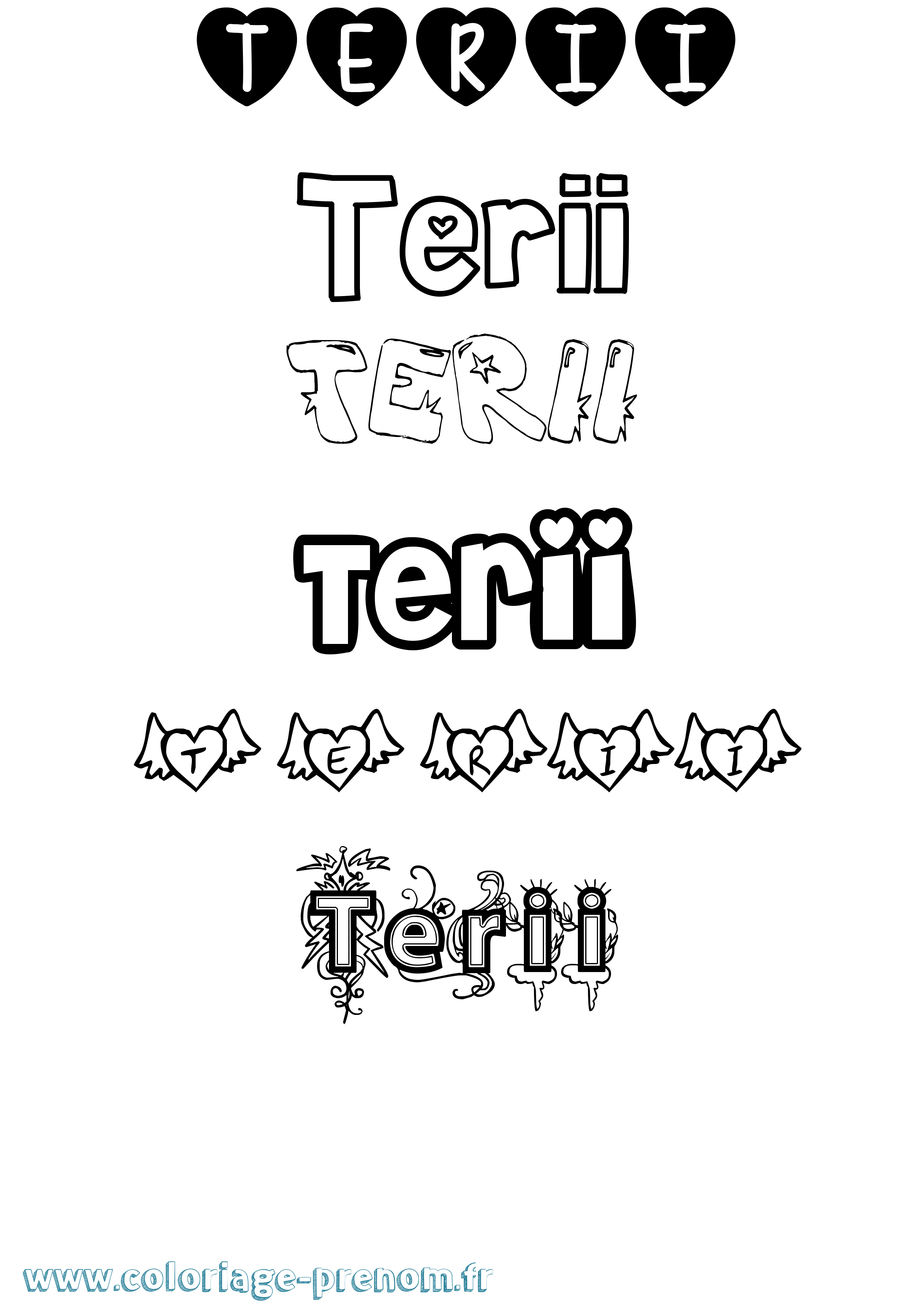 Coloriage Terii Girly Coloriage prénom Terii Girly