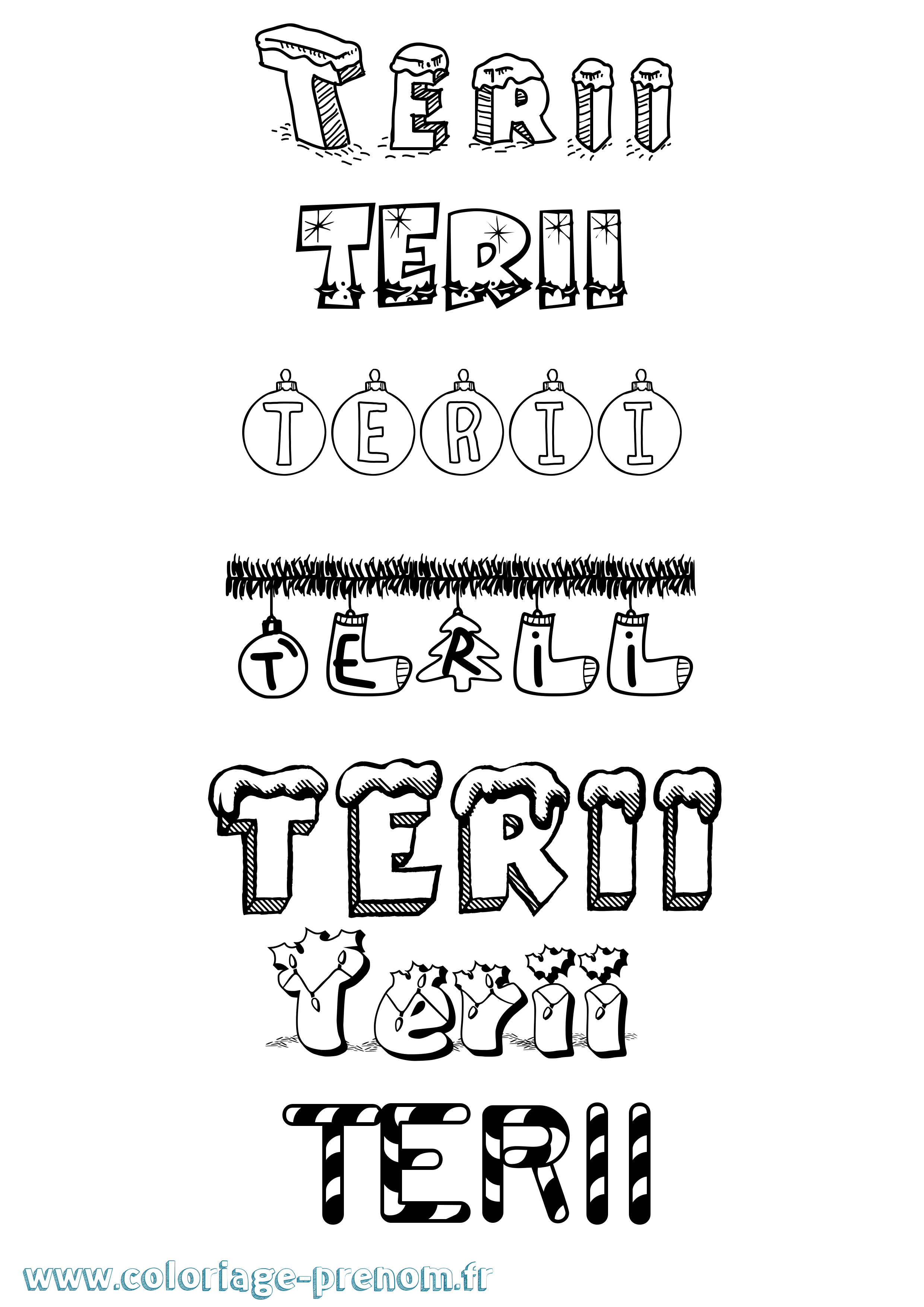 Coloriage Terii Noël Coloriage prénom Terii Noël