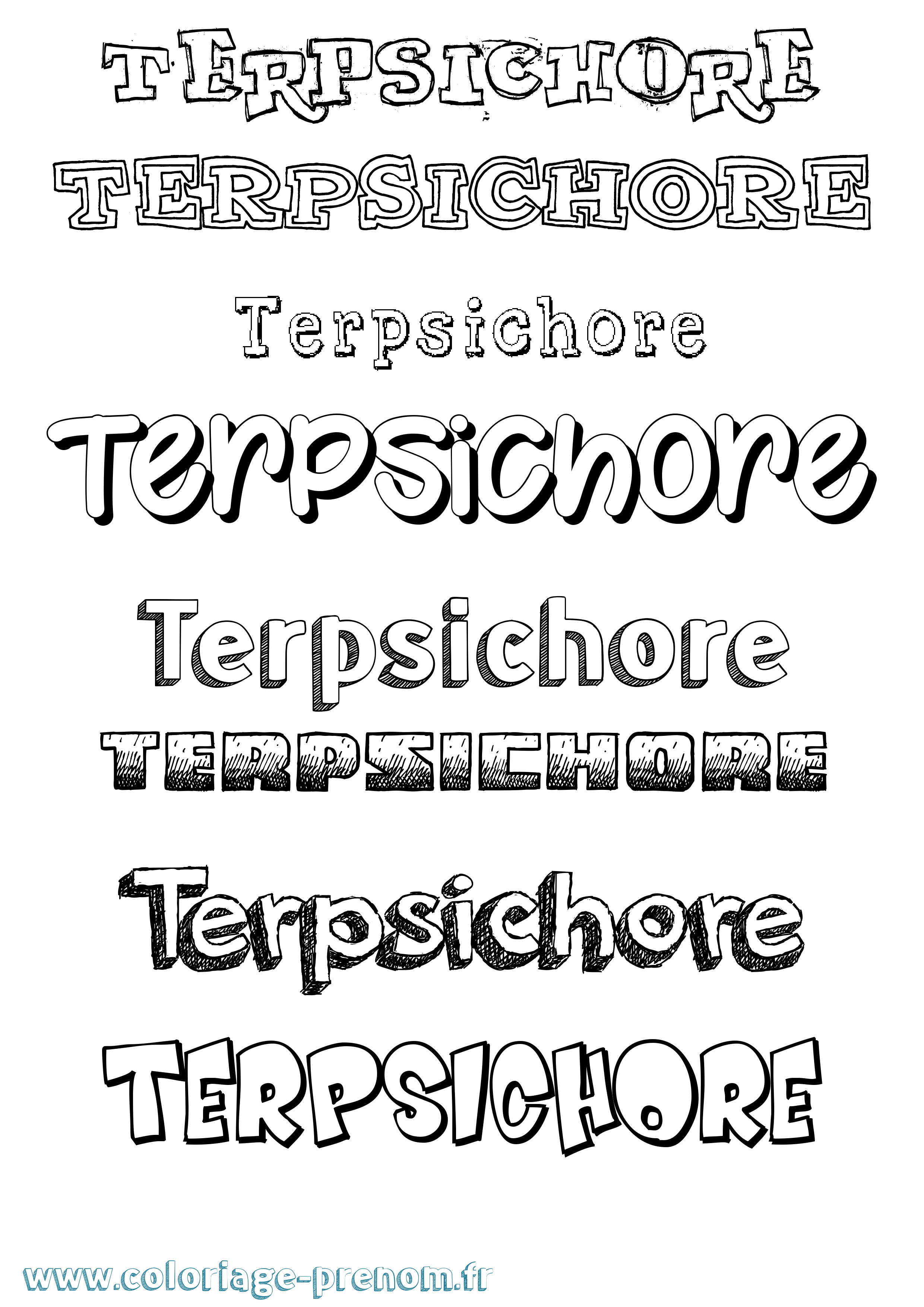 Coloriage Terpsichore Dessiné Coloriage prénom Terpsichore Dessiné