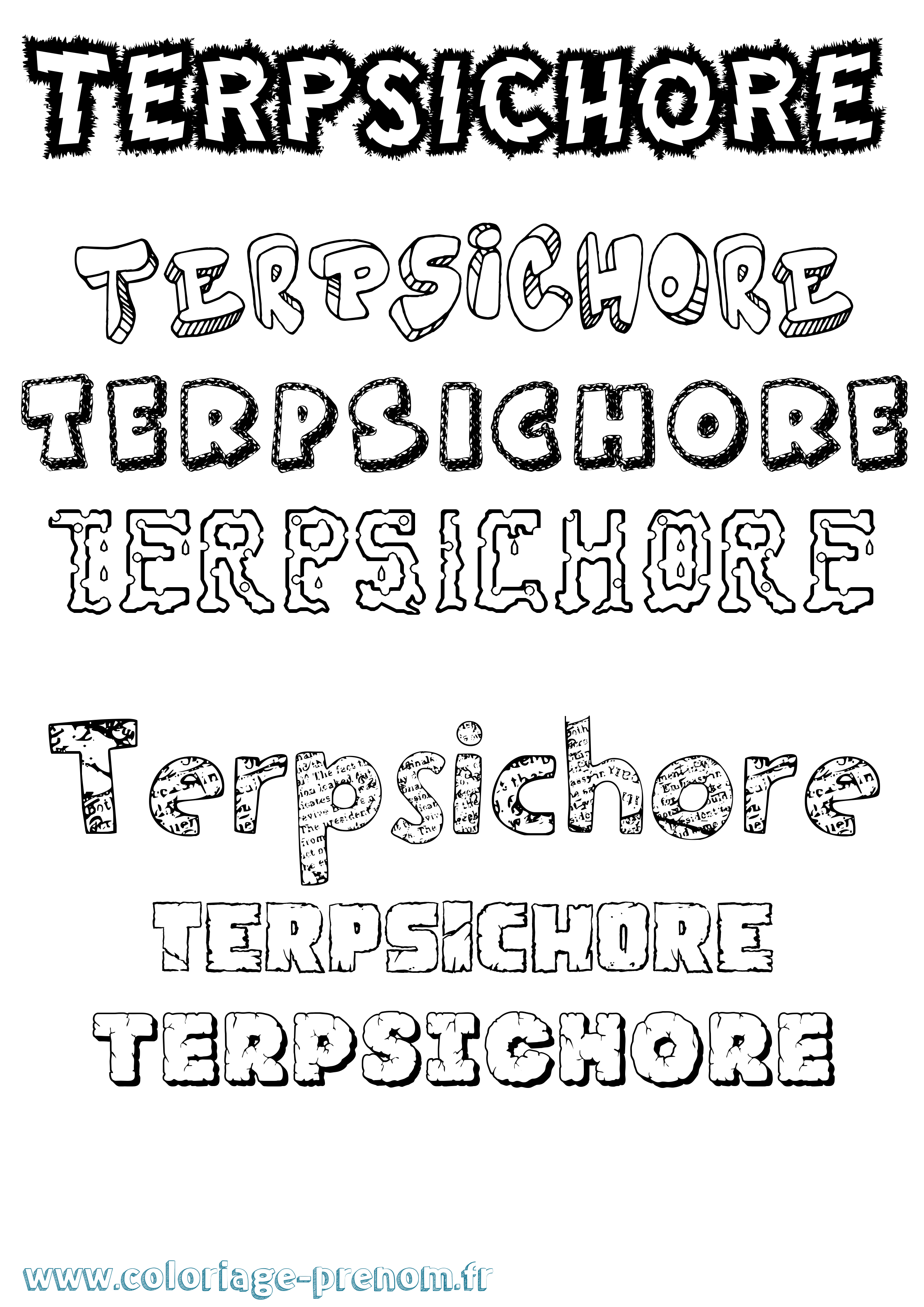 Coloriage Terpsichore Destructuré Coloriage prénom Terpsichore Destructuré