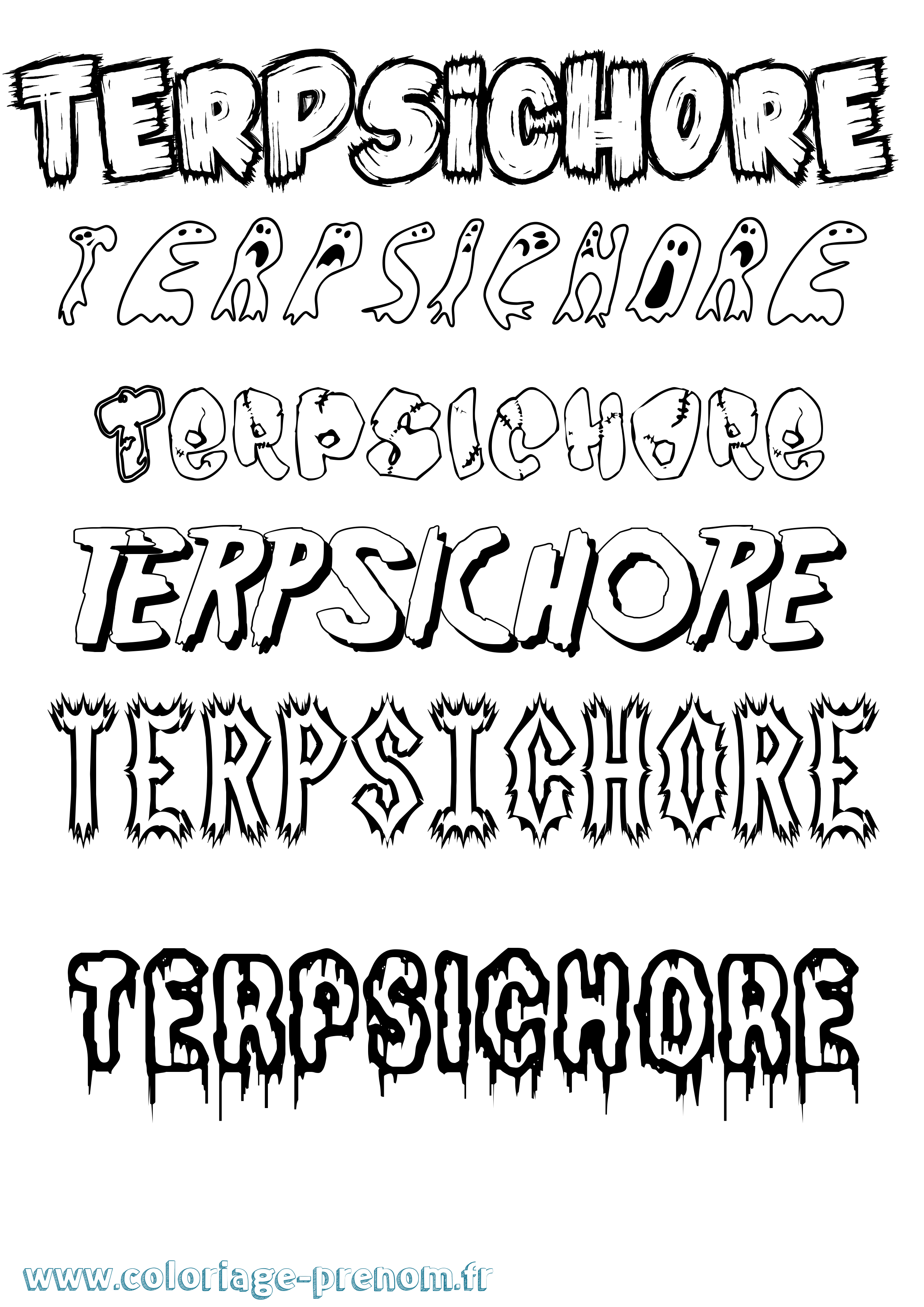 Coloriage Terpsichore Frisson Coloriage prénom Terpsichore Frisson