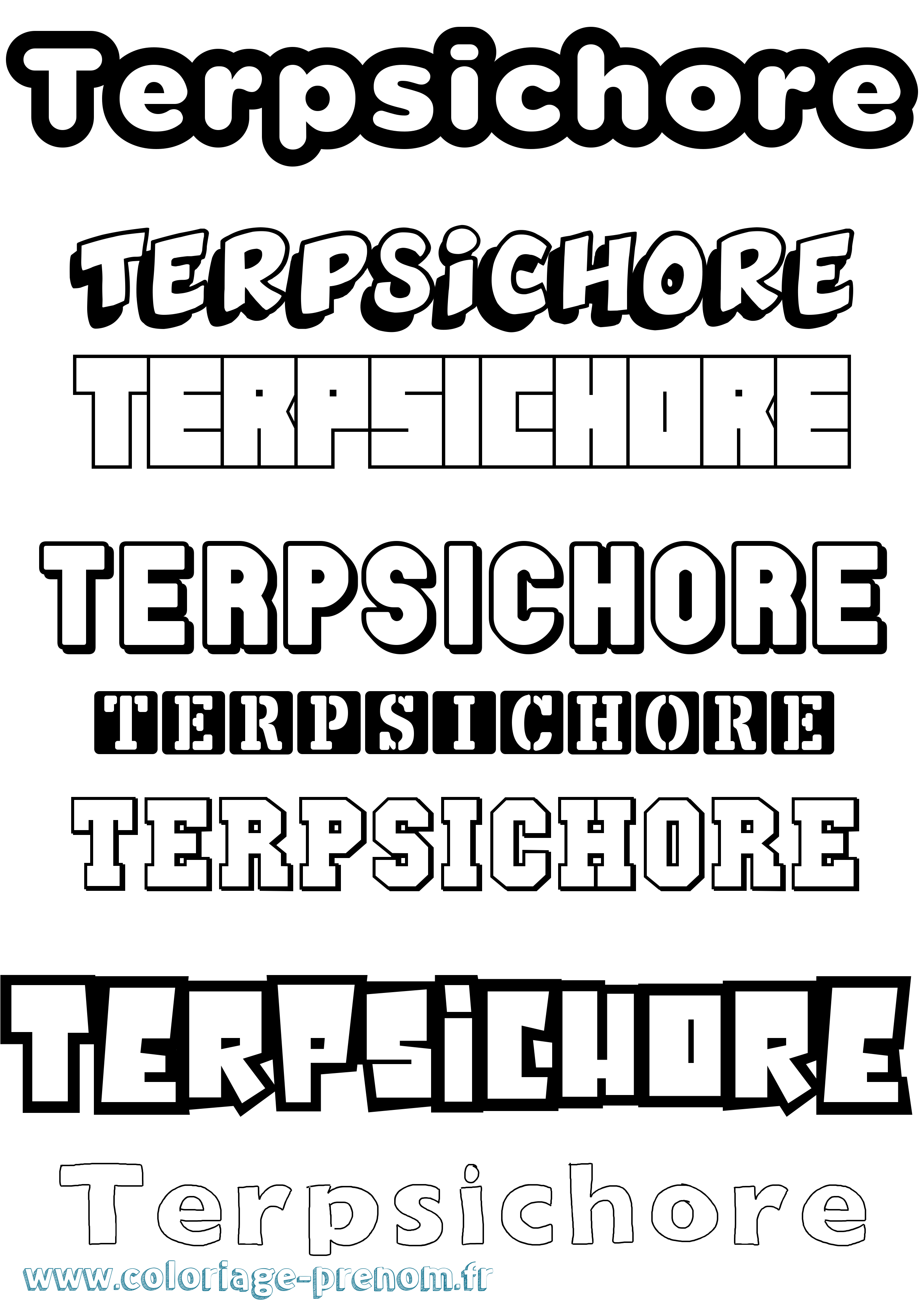 Coloriage Terpsichore Simple Coloriage prénom Terpsichore Simple