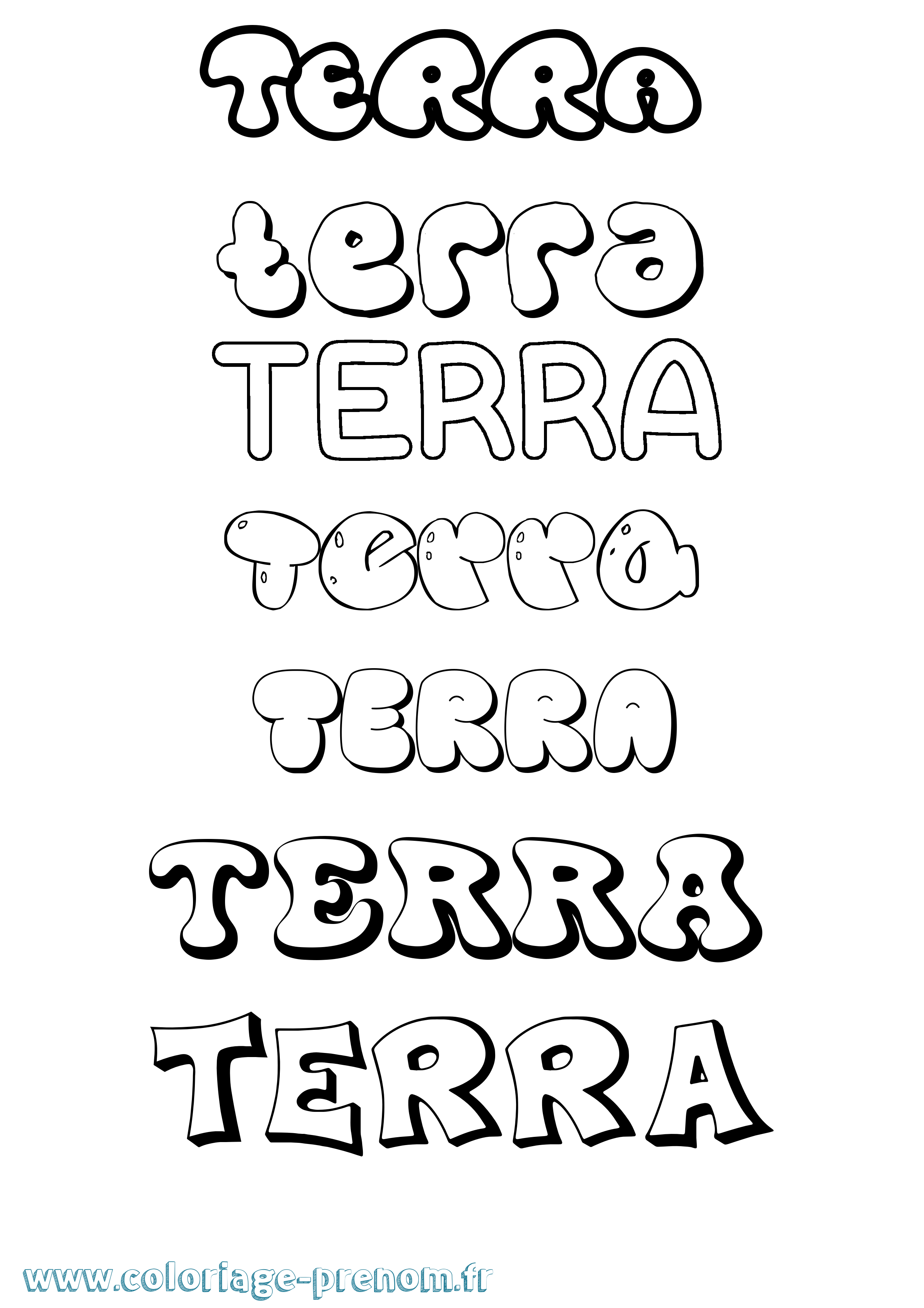 Coloriage Terra Bubble Coloriage prénom Terra Bubble