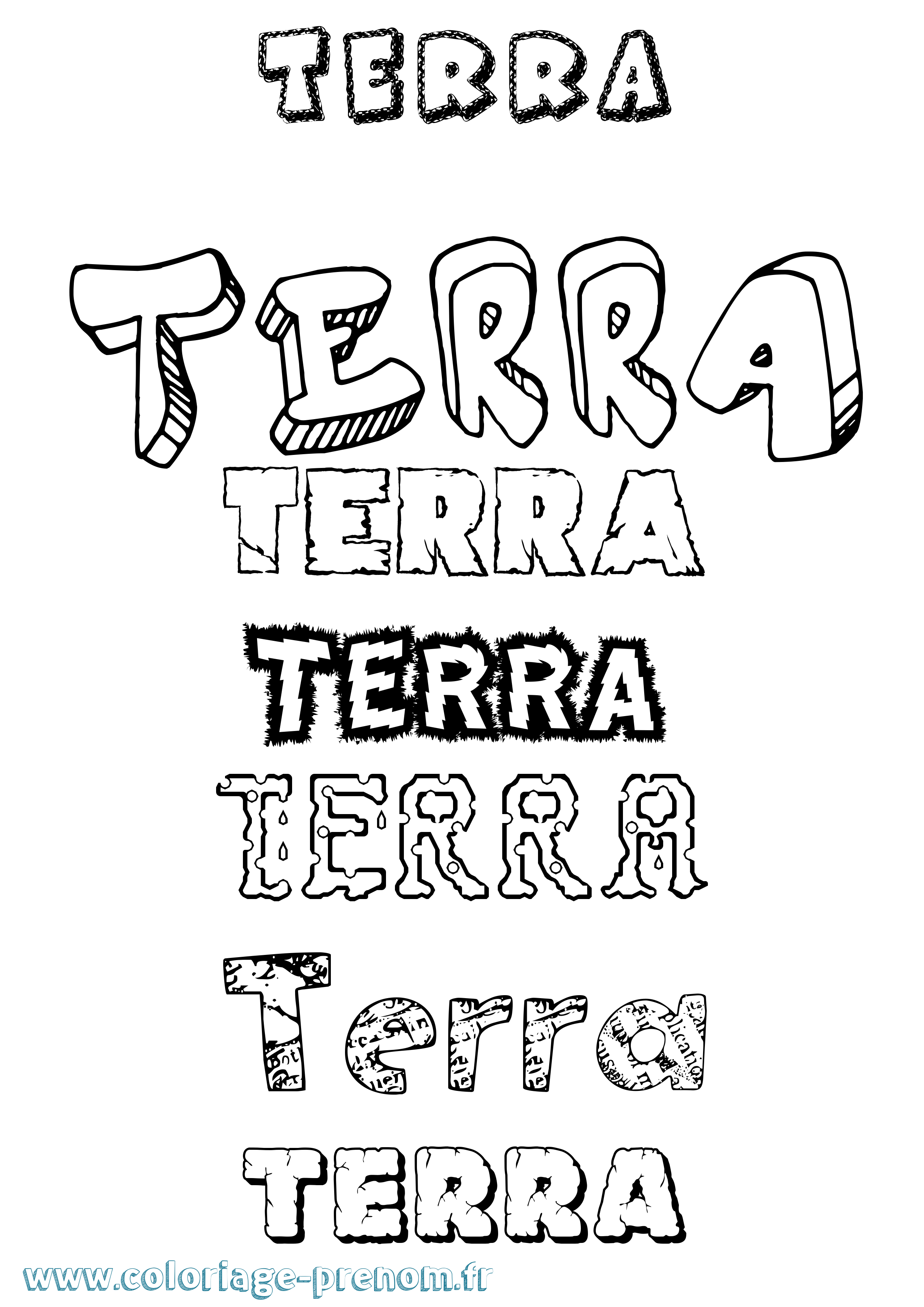 Coloriage Terra Destructuré Coloriage prénom Terra Destructuré