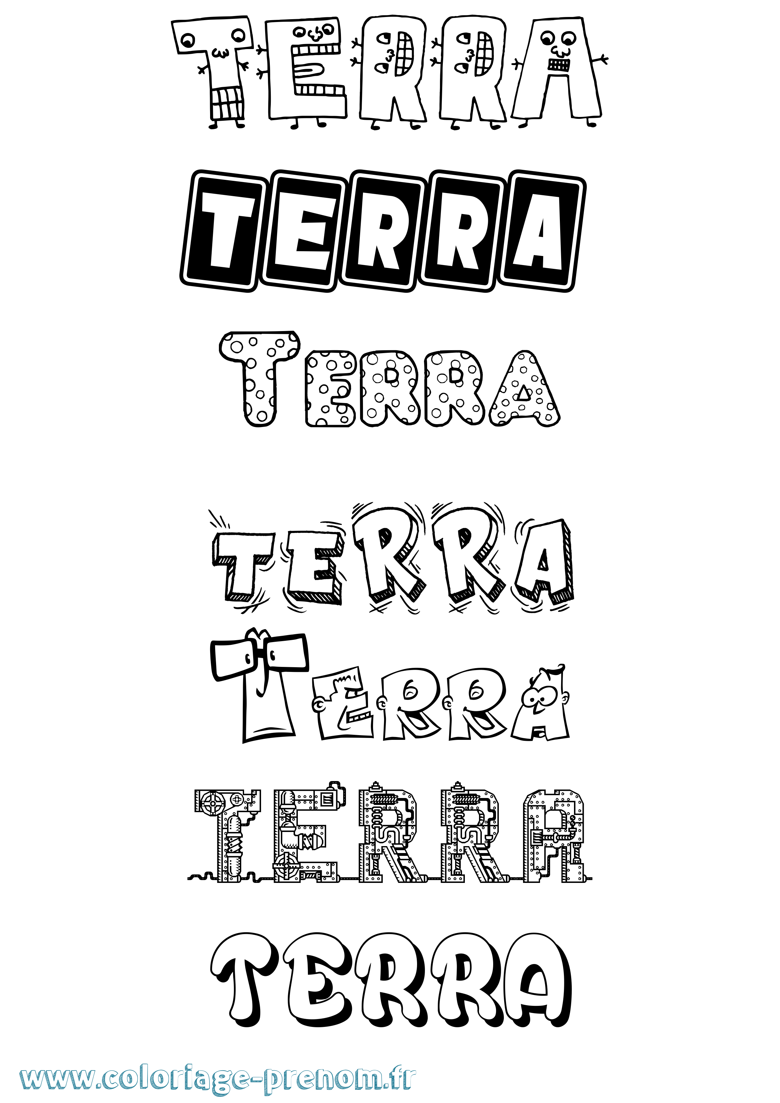 Coloriage Terra Fun Coloriage prénom Terra Fun