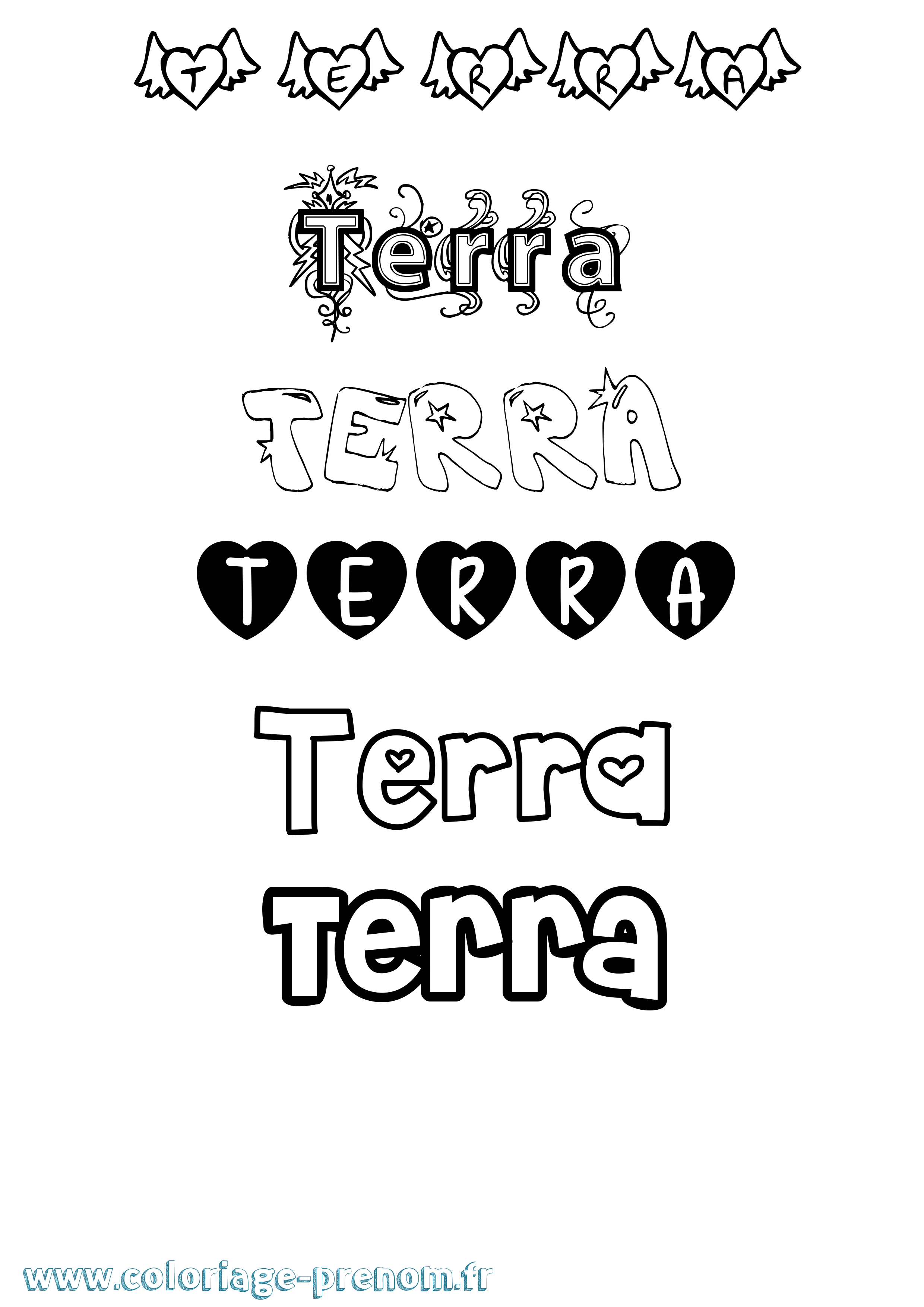 Coloriage Terra Girly Coloriage prénom Terra Girly