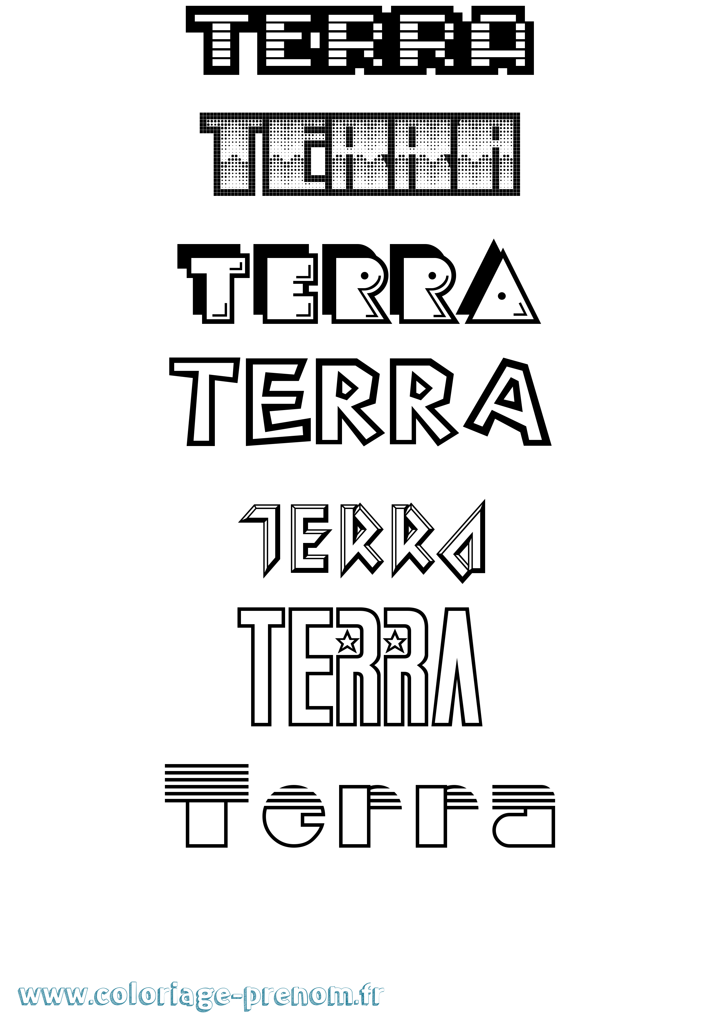 Coloriage Terra Jeux Vidéos Coloriage prénom Terra Jeux Vidéos