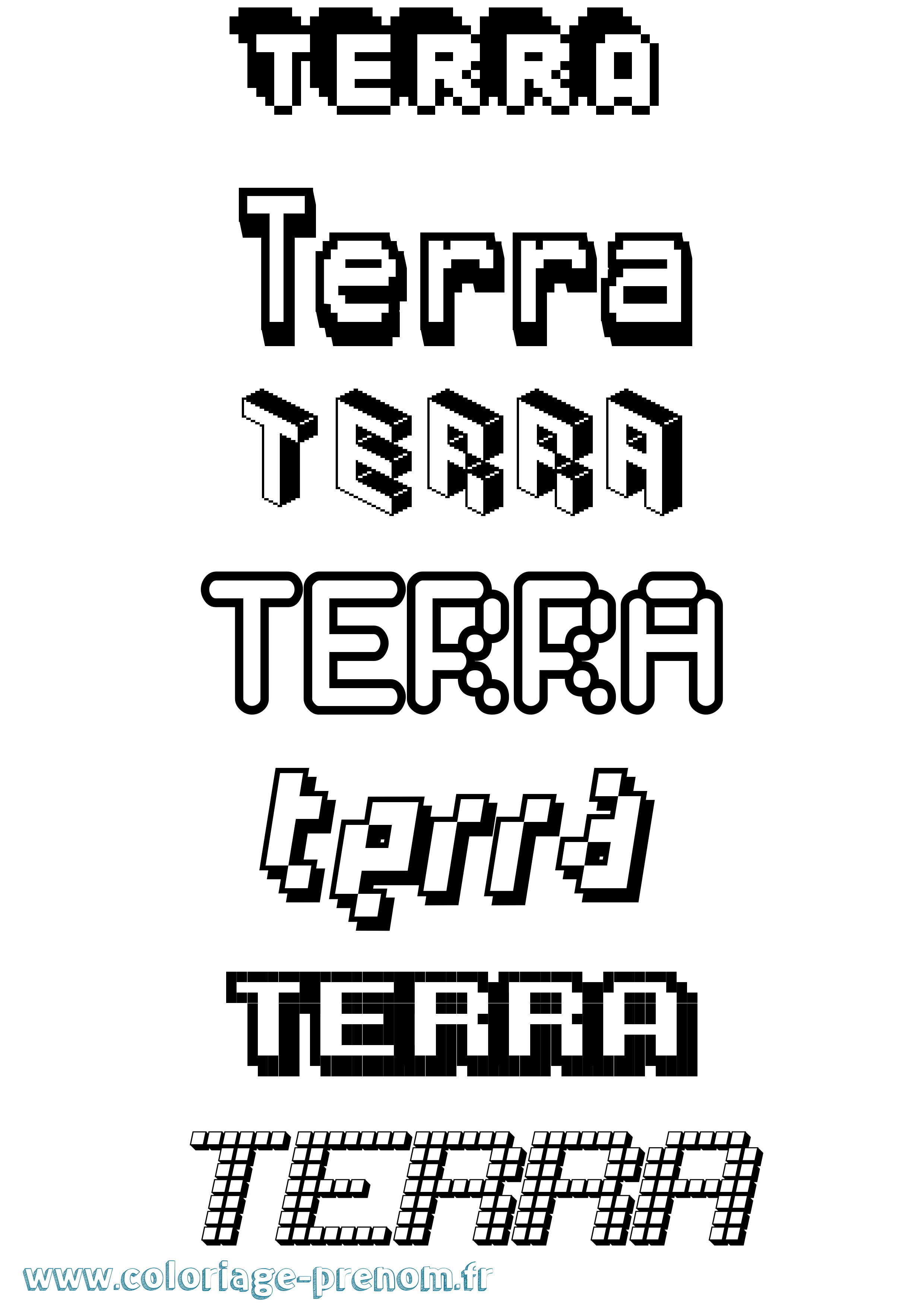Coloriage Terra Pixel Coloriage prénom Terra Pixel
