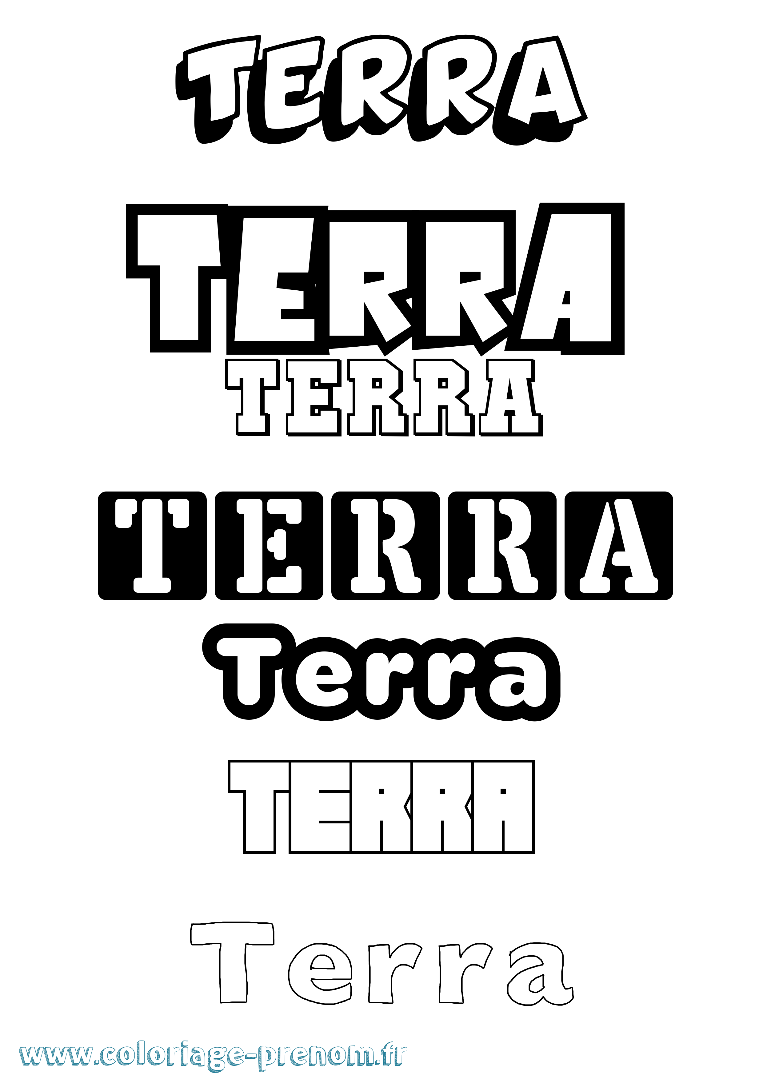Coloriage Terra Simple Coloriage prénom Terra Simple
